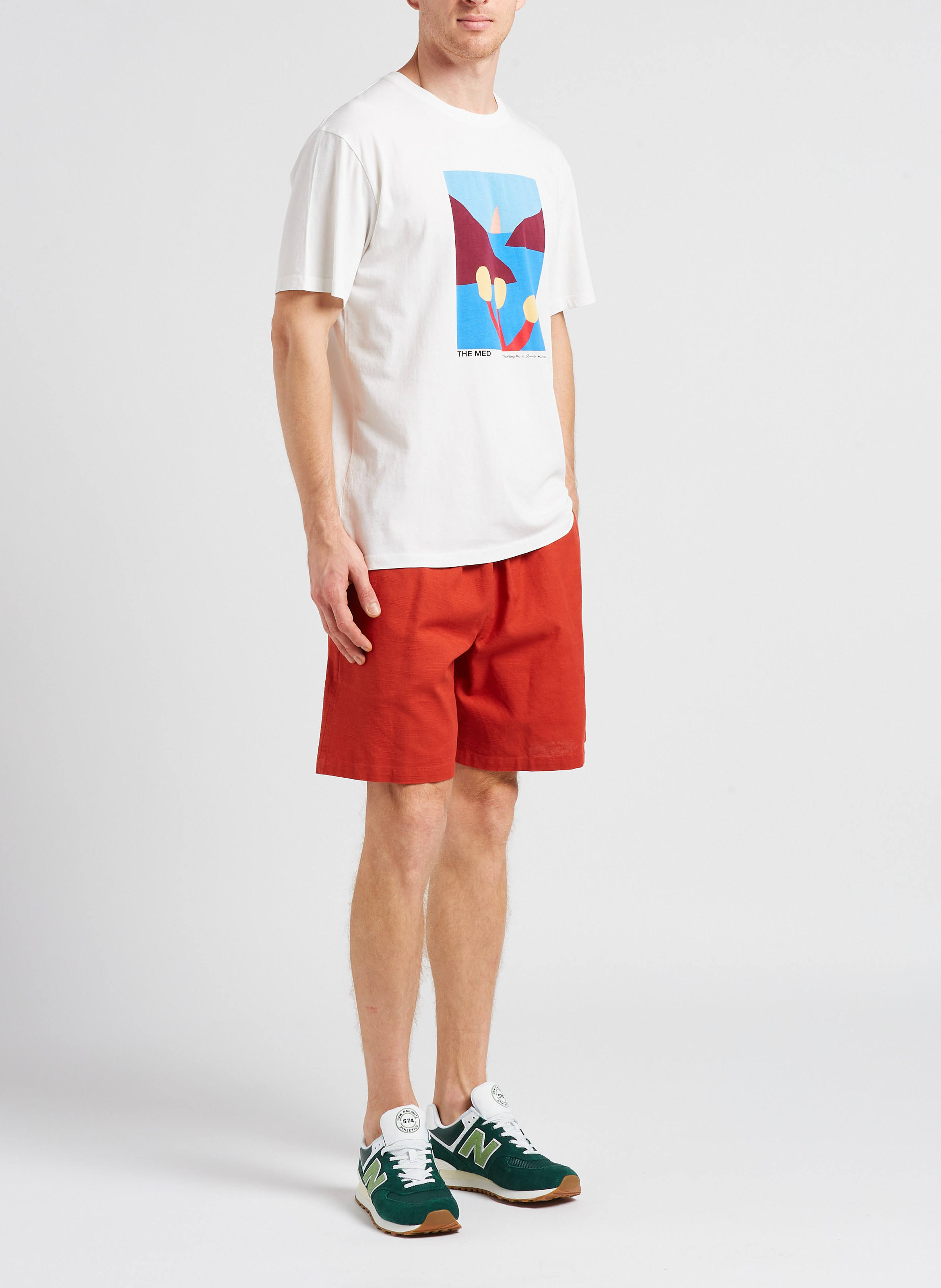 Waffle cotton shorts THINKING MU Red