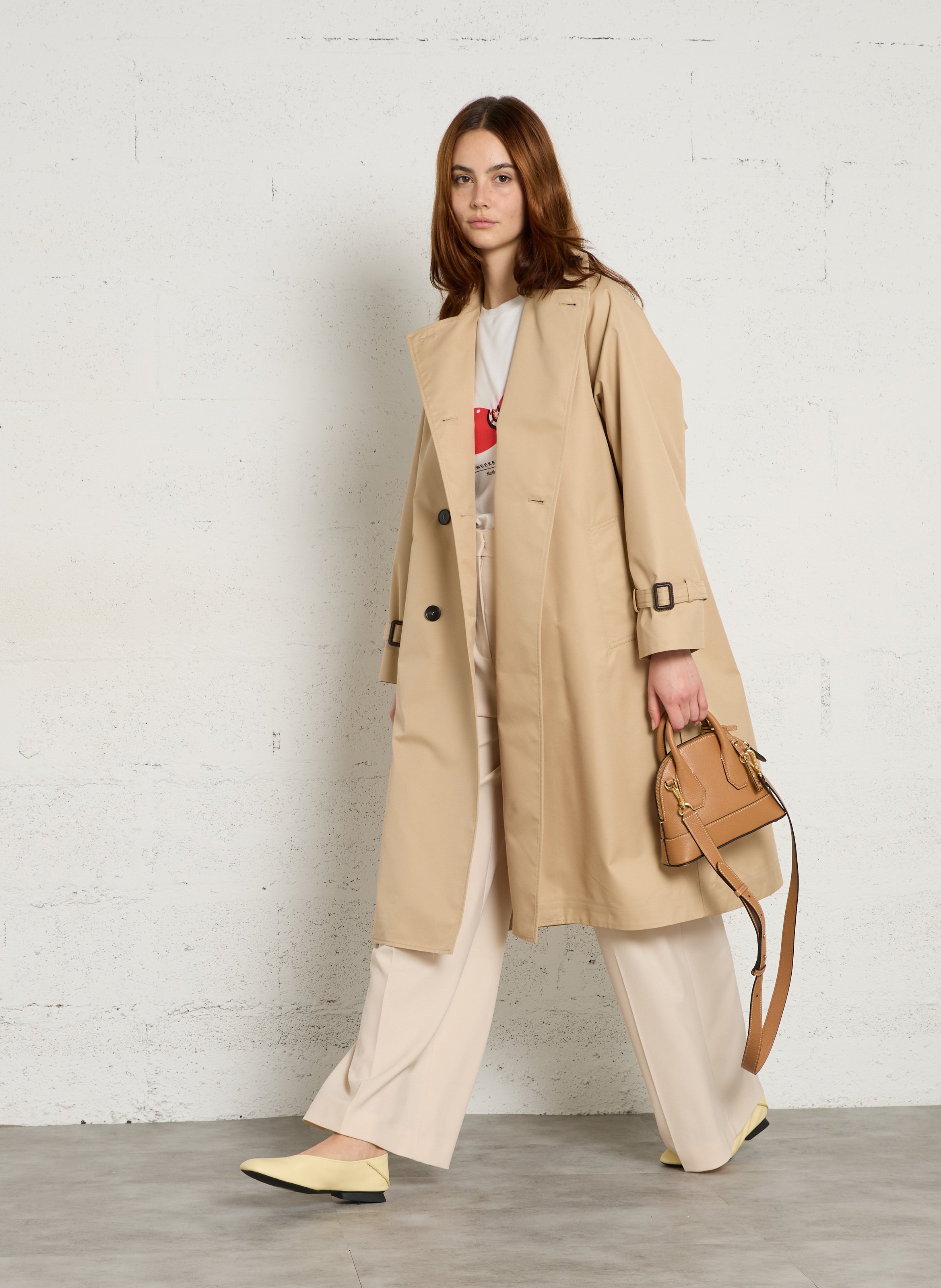 Trench col classique en coton mélangé MAX MARA WEEK END Beige