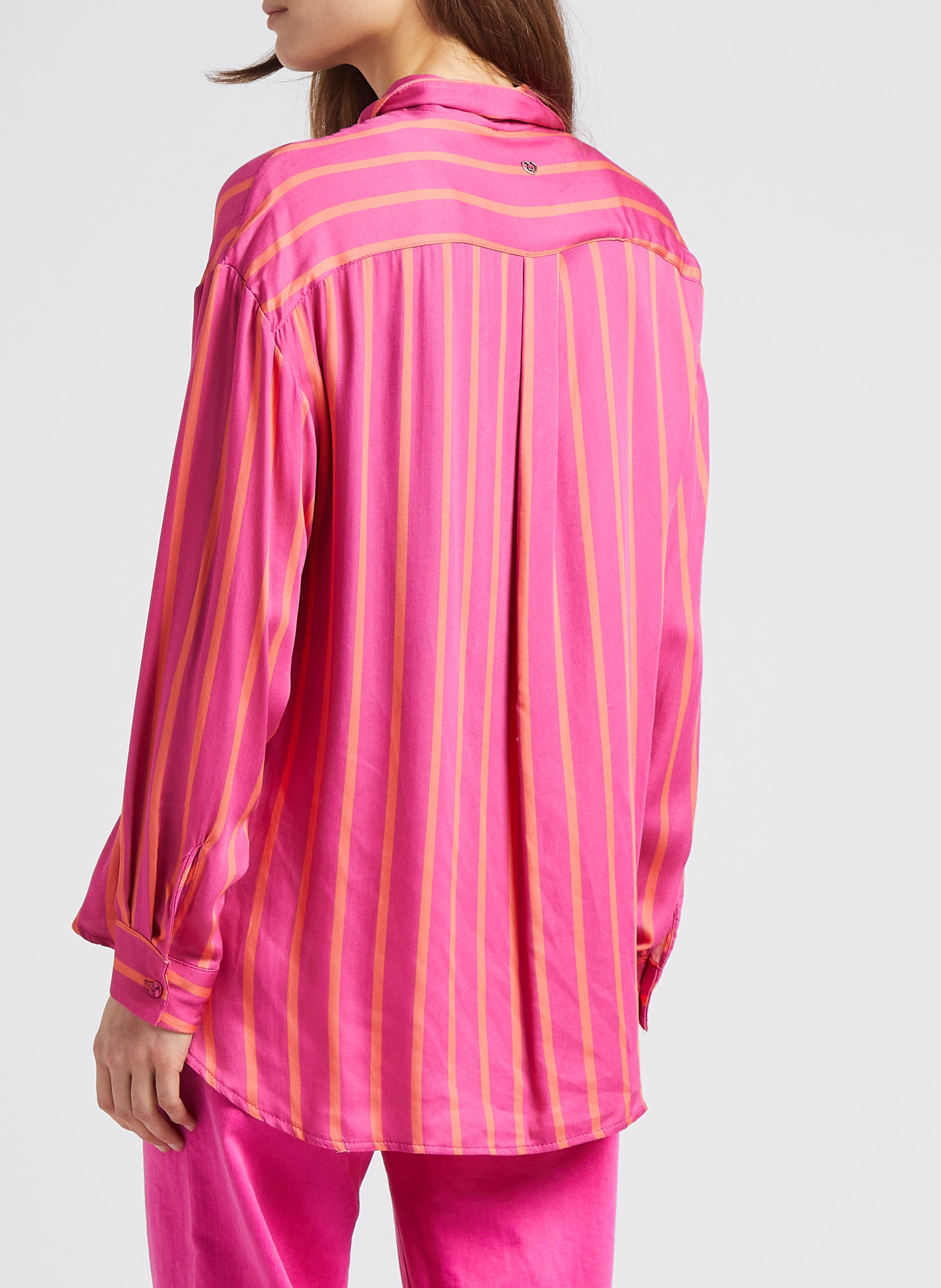 Gestreepte blouse met klassieke kraag PLEASE Roze