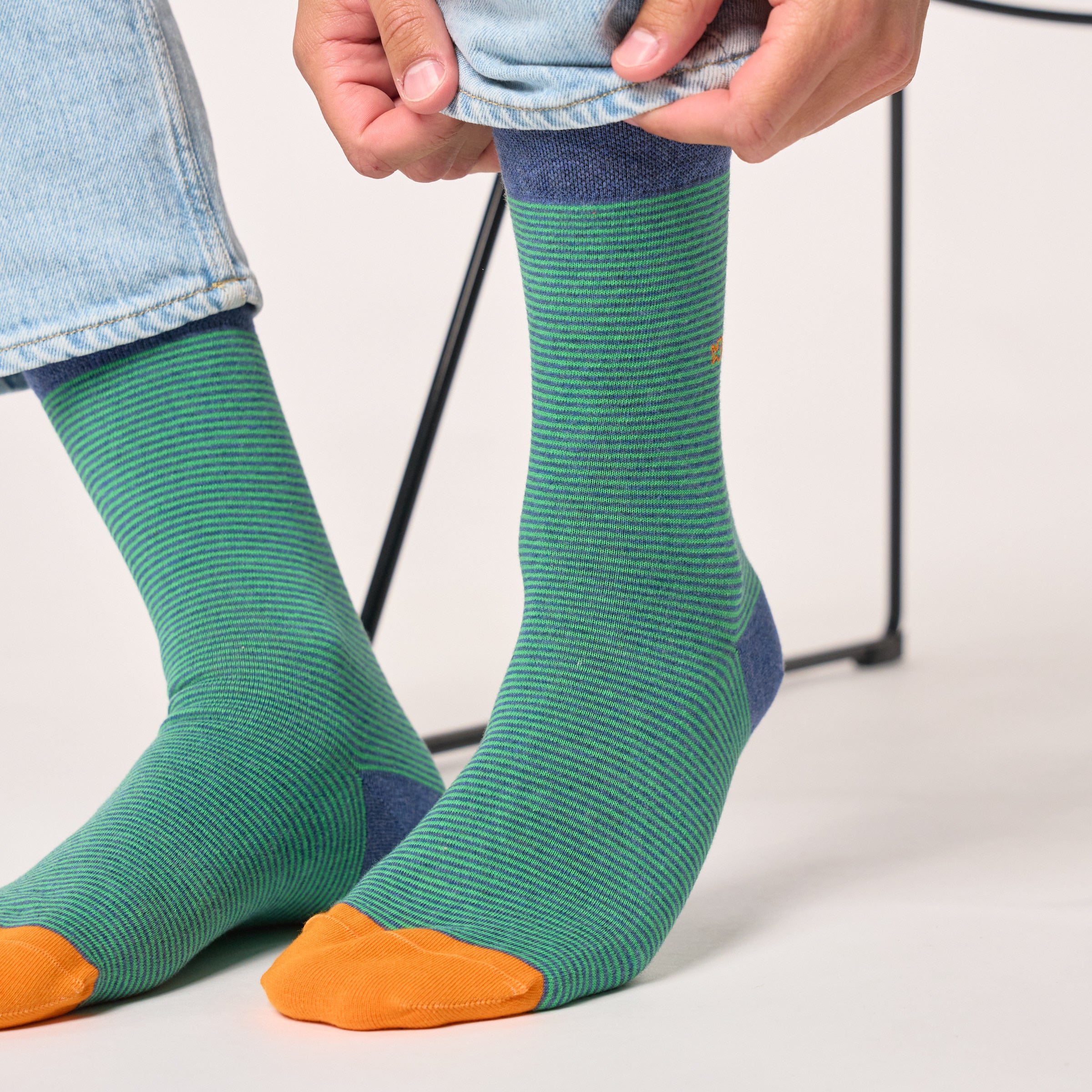 Combed cotton striped socks BILLYBELT Green