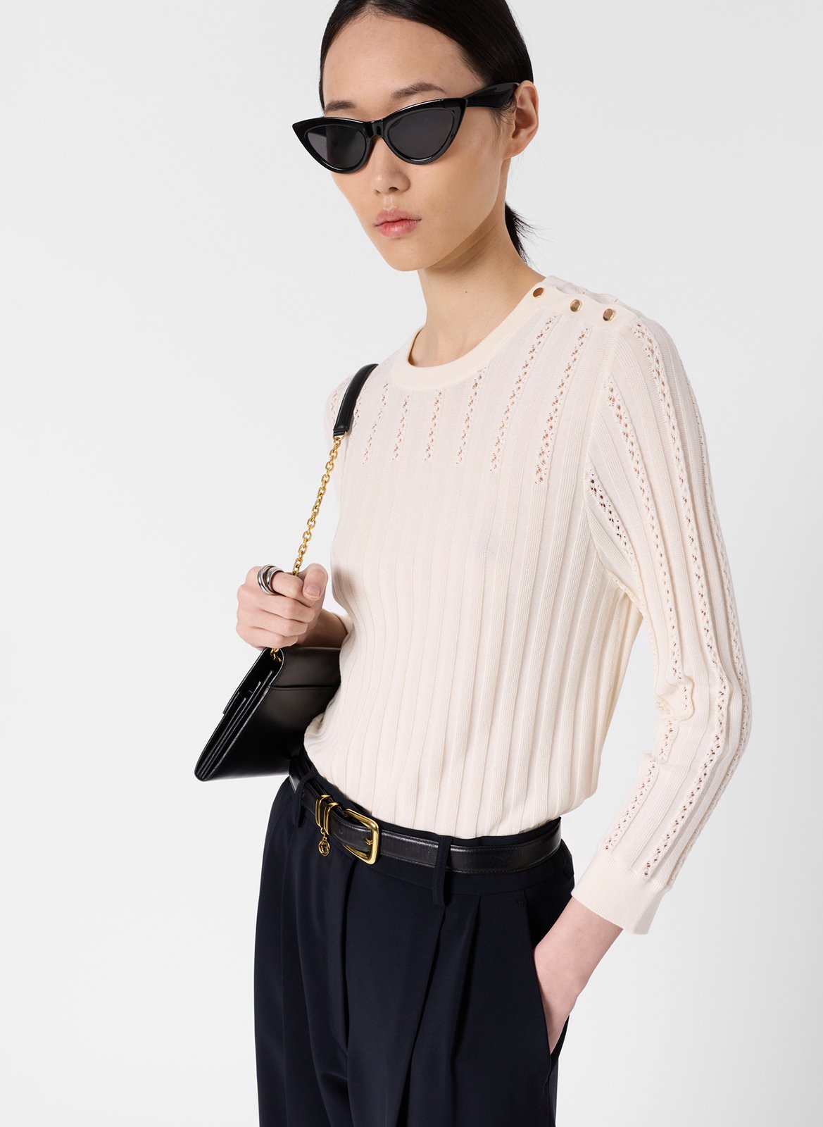 Pull droit col rond en coton mélangé GERARD DAREL Beige