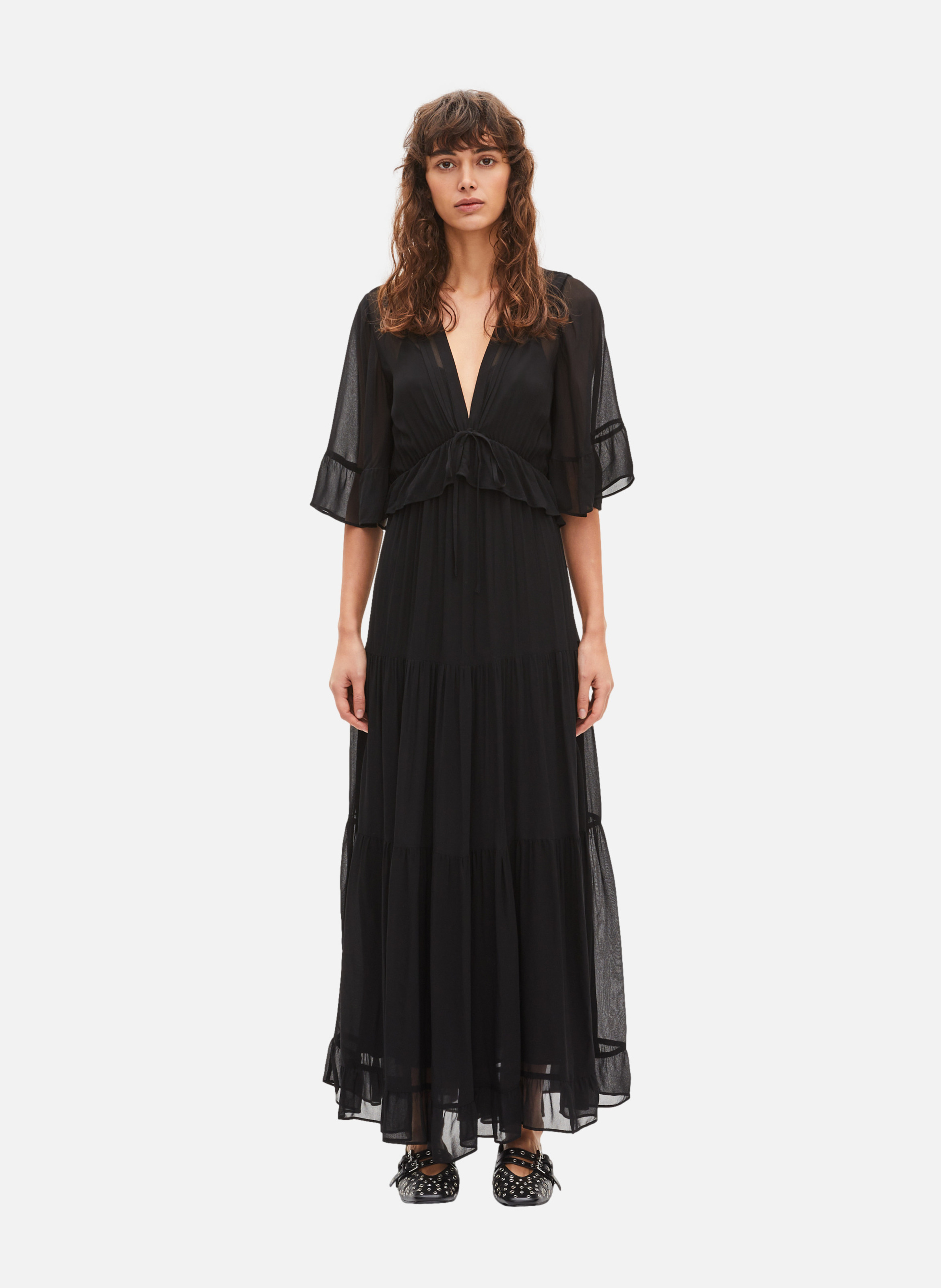 Flounced long dress THE KOOPLES Black