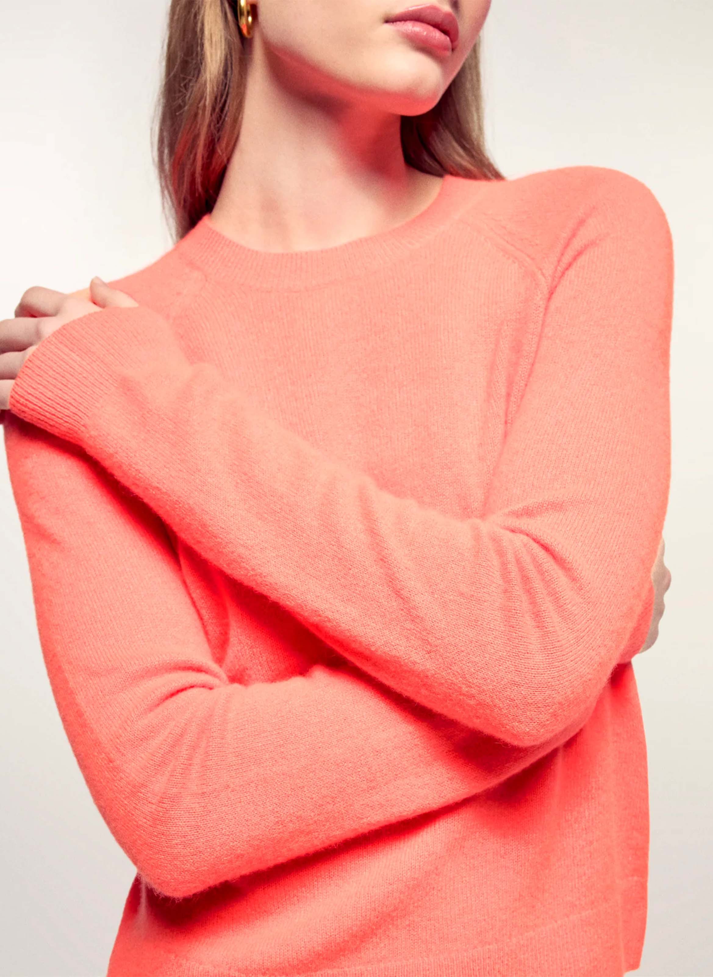 Straight cotton sweater with round neck FROM FUTURE Orange