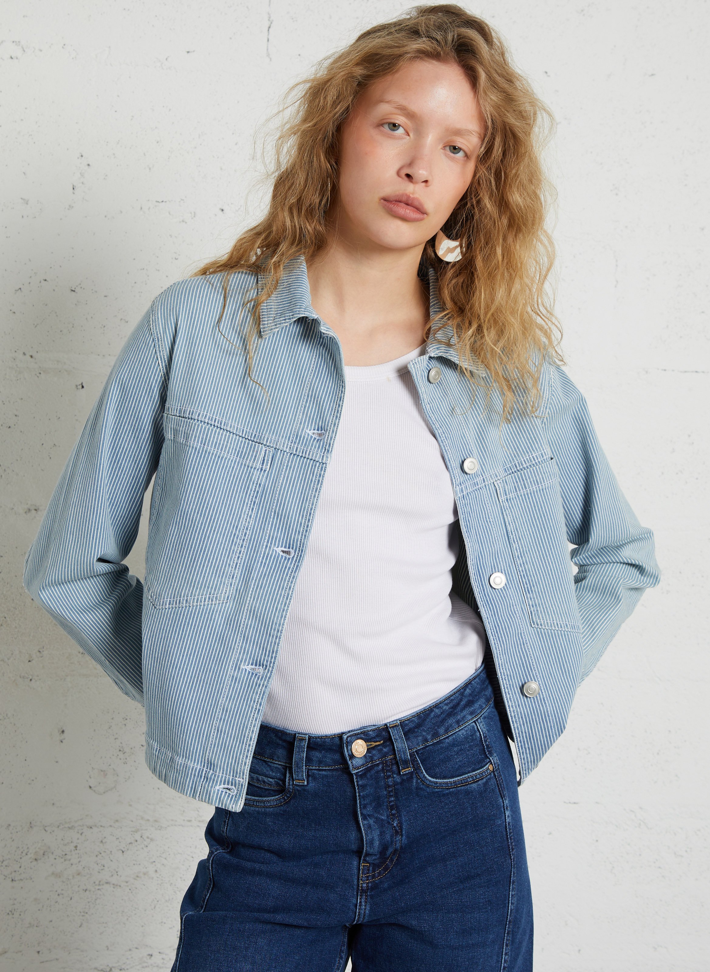 Veste col classique en coton MAISON 123 Bleu