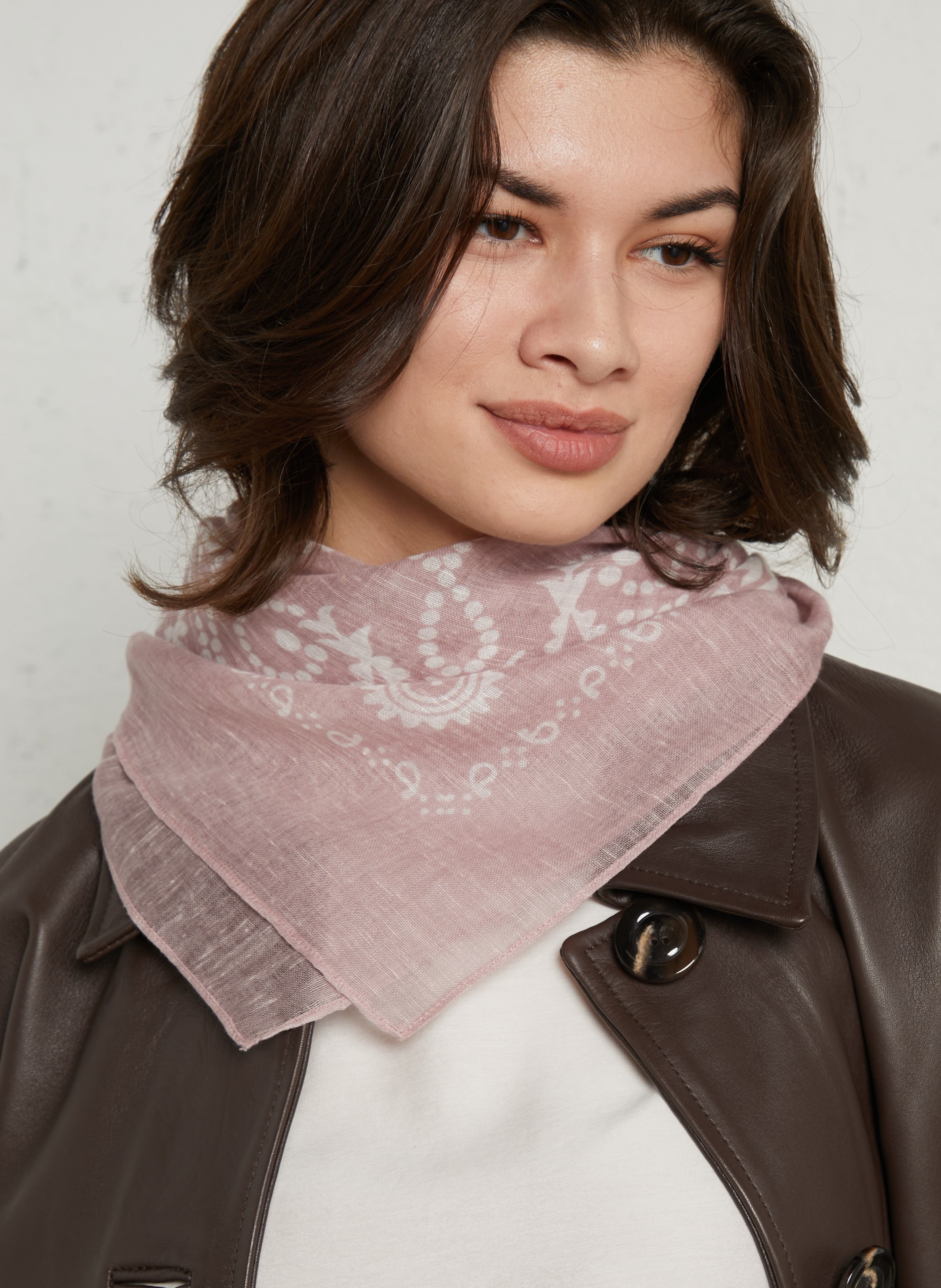 Cotton-blend printed floaty scarf SUD EXPRESS Pink