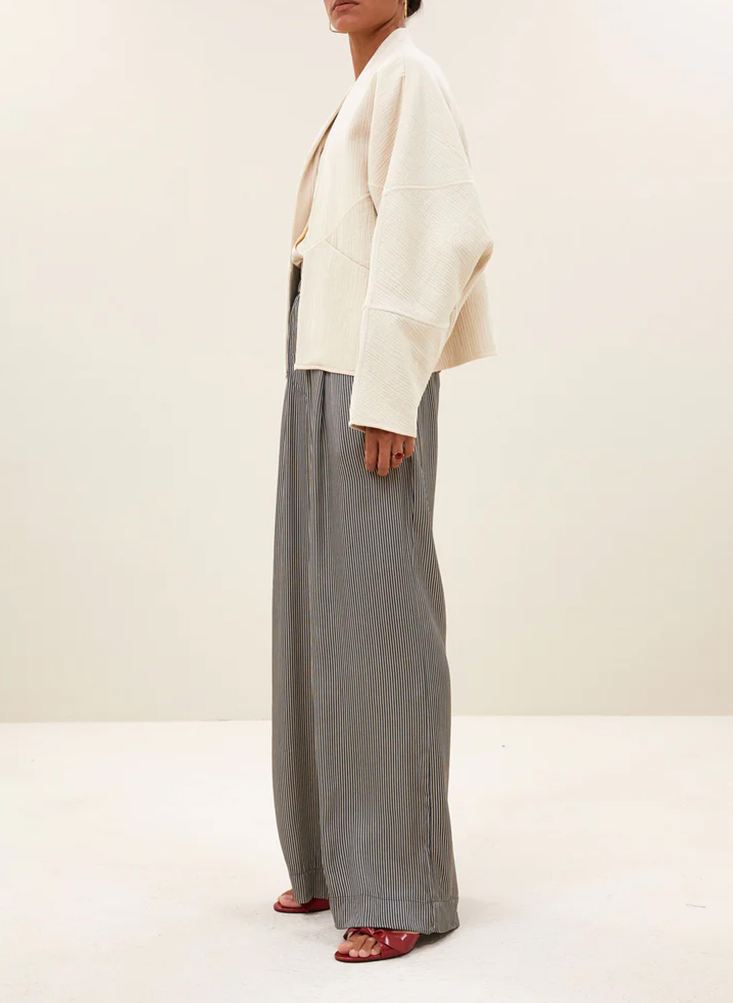 Veste sans col en coton BY BAR Beige