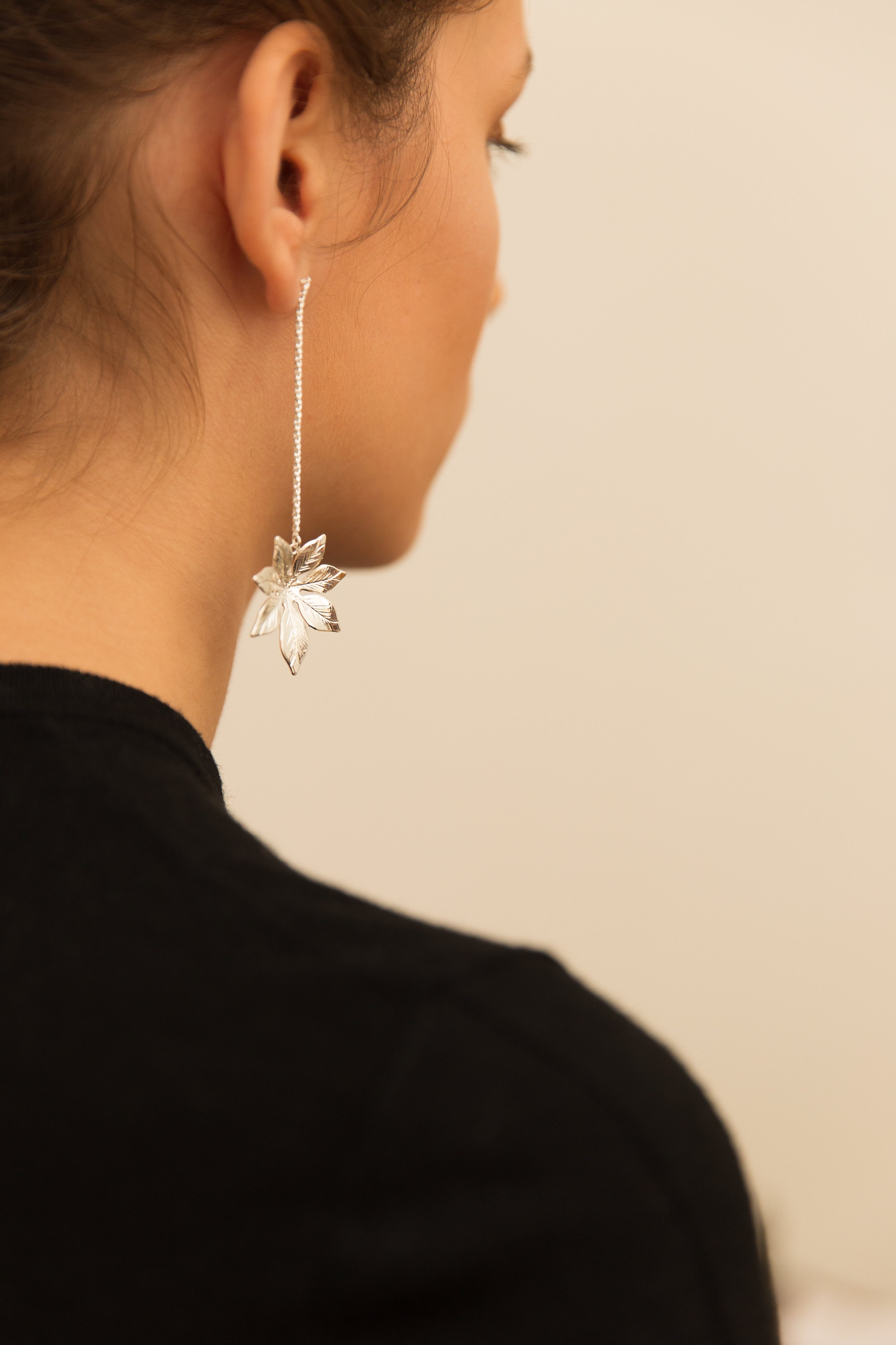 Silver-plated flower drop earrings MONSIEUR SIMONE Silver