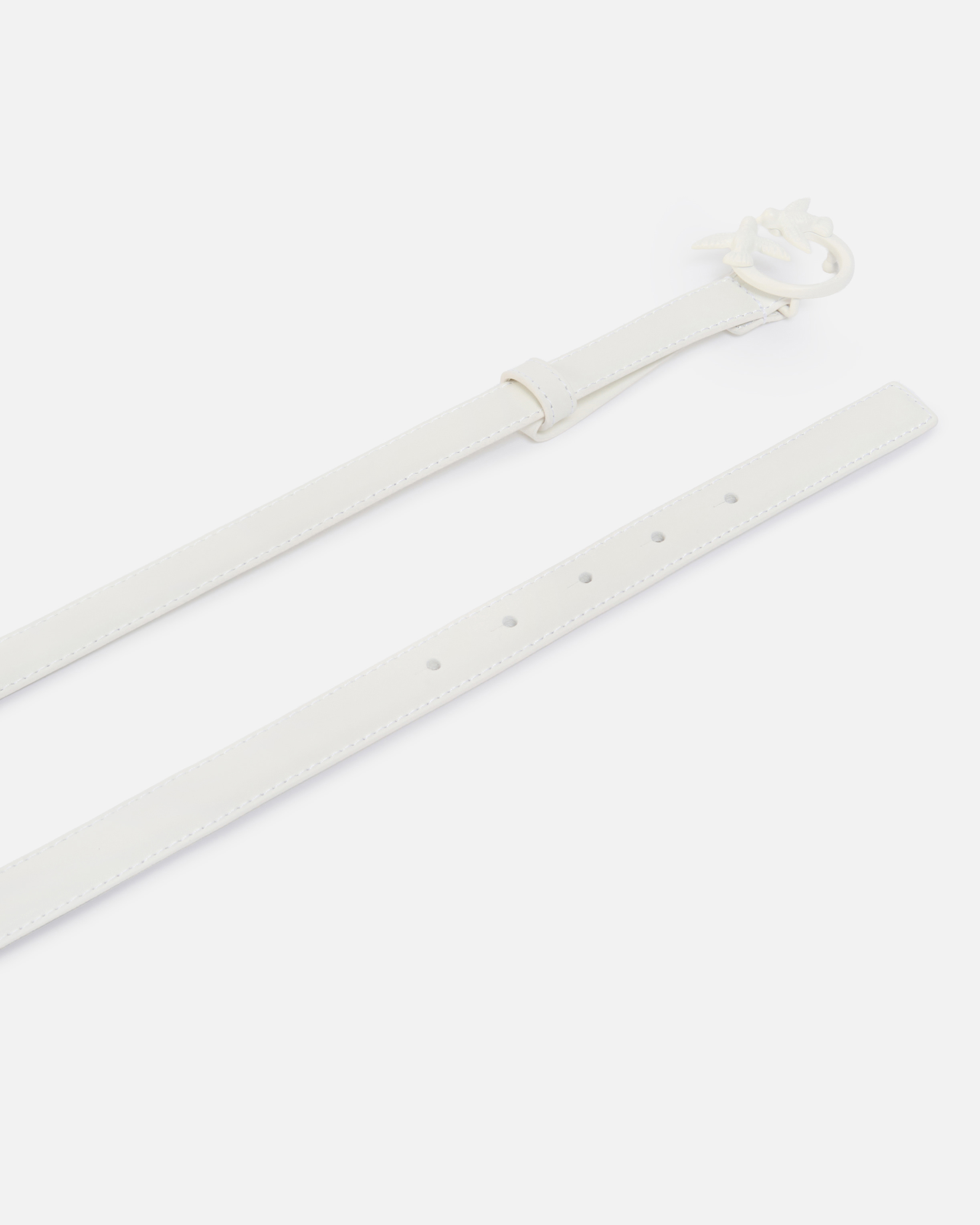 Fine ceinture love birds en cuir color block 2cm PINKO Blanc