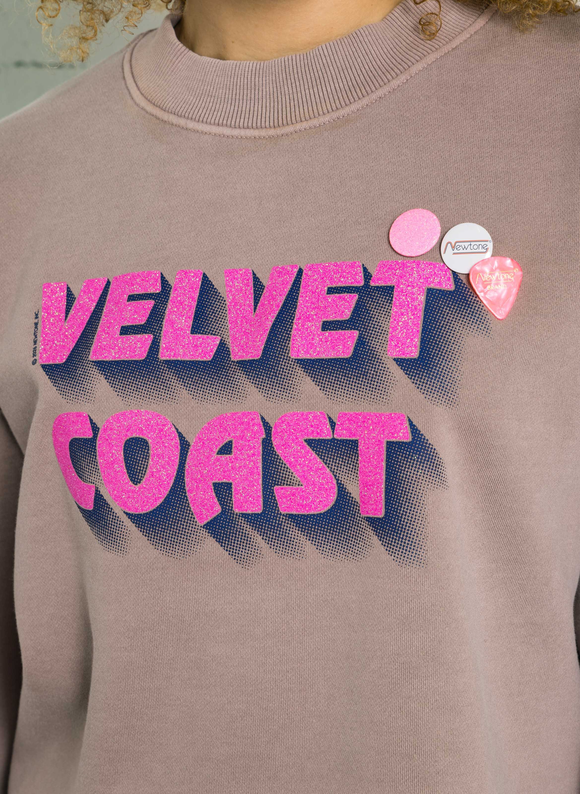 Short sweatshirt with sequin screen printing NEWTONE Beige