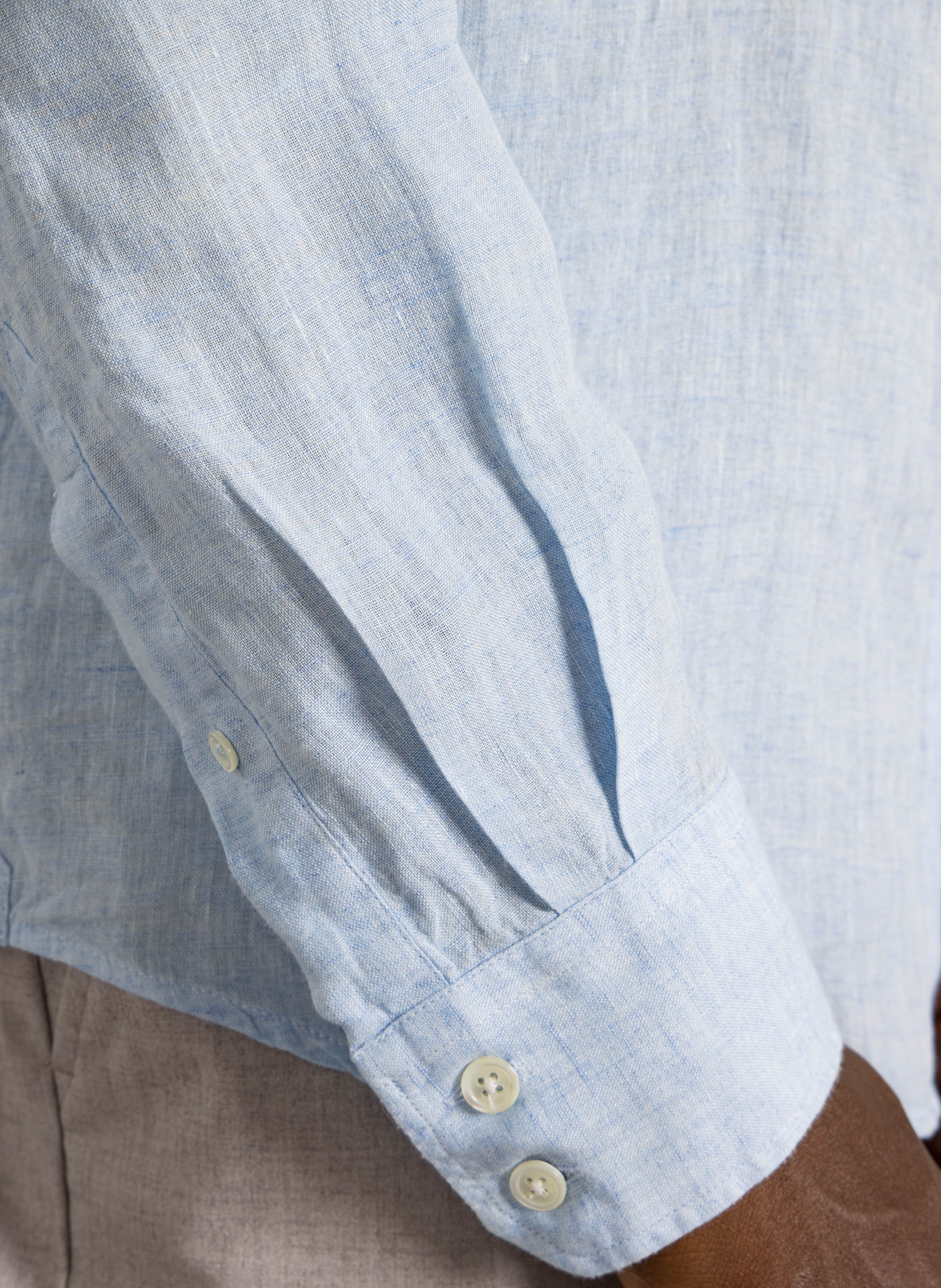 Geruit, linnen overhemd met klassieke kraag HARTFORD Blauw