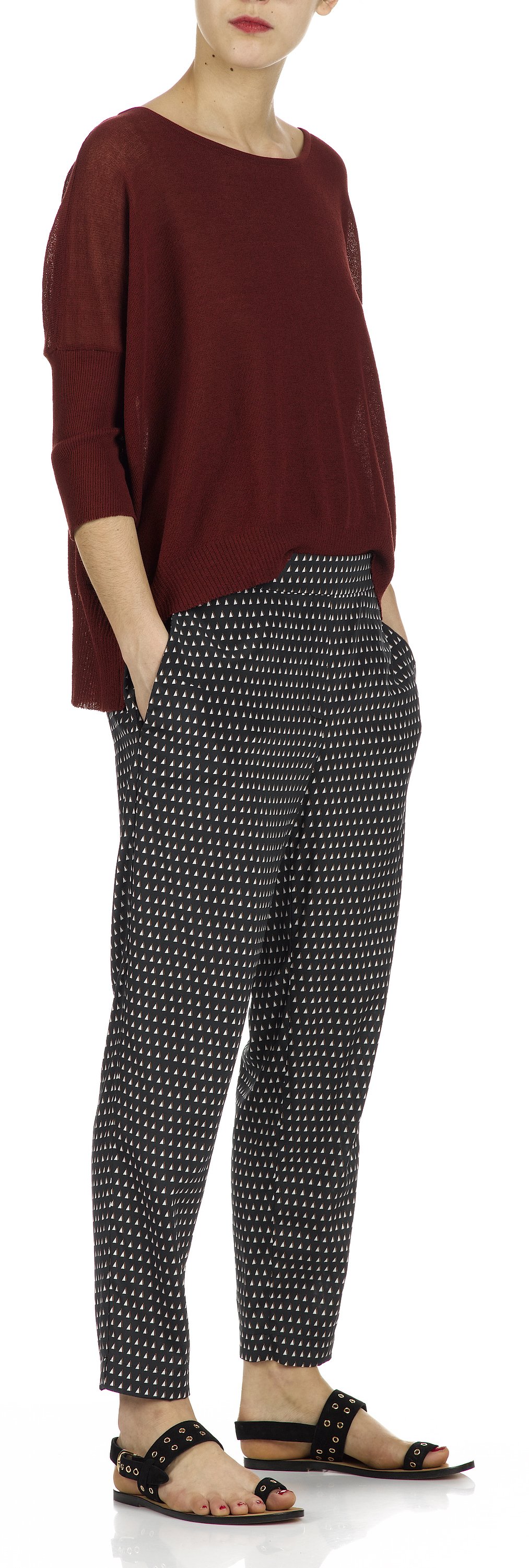 Stretch silk trousers ATTIC AND BARN Black