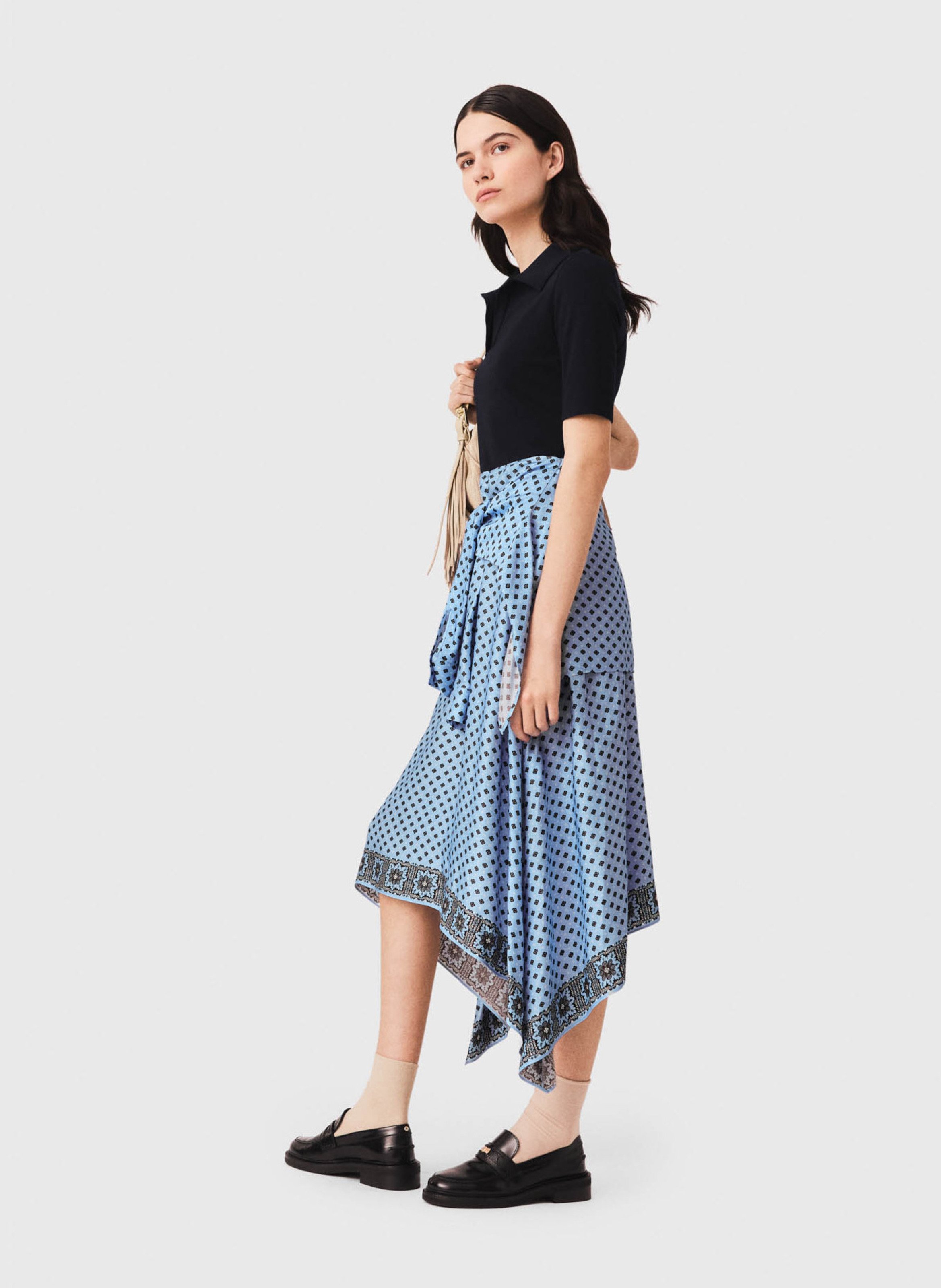 Robe longue asymétrique MAJE Bleu