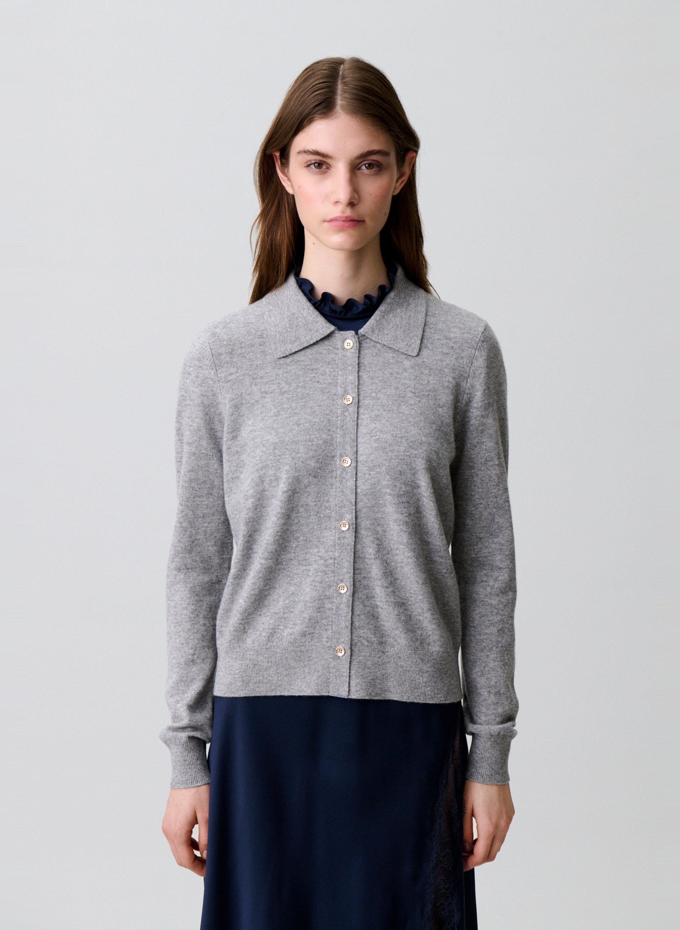 Gilet droit en laine CLAUDIE PIERLOT Gris