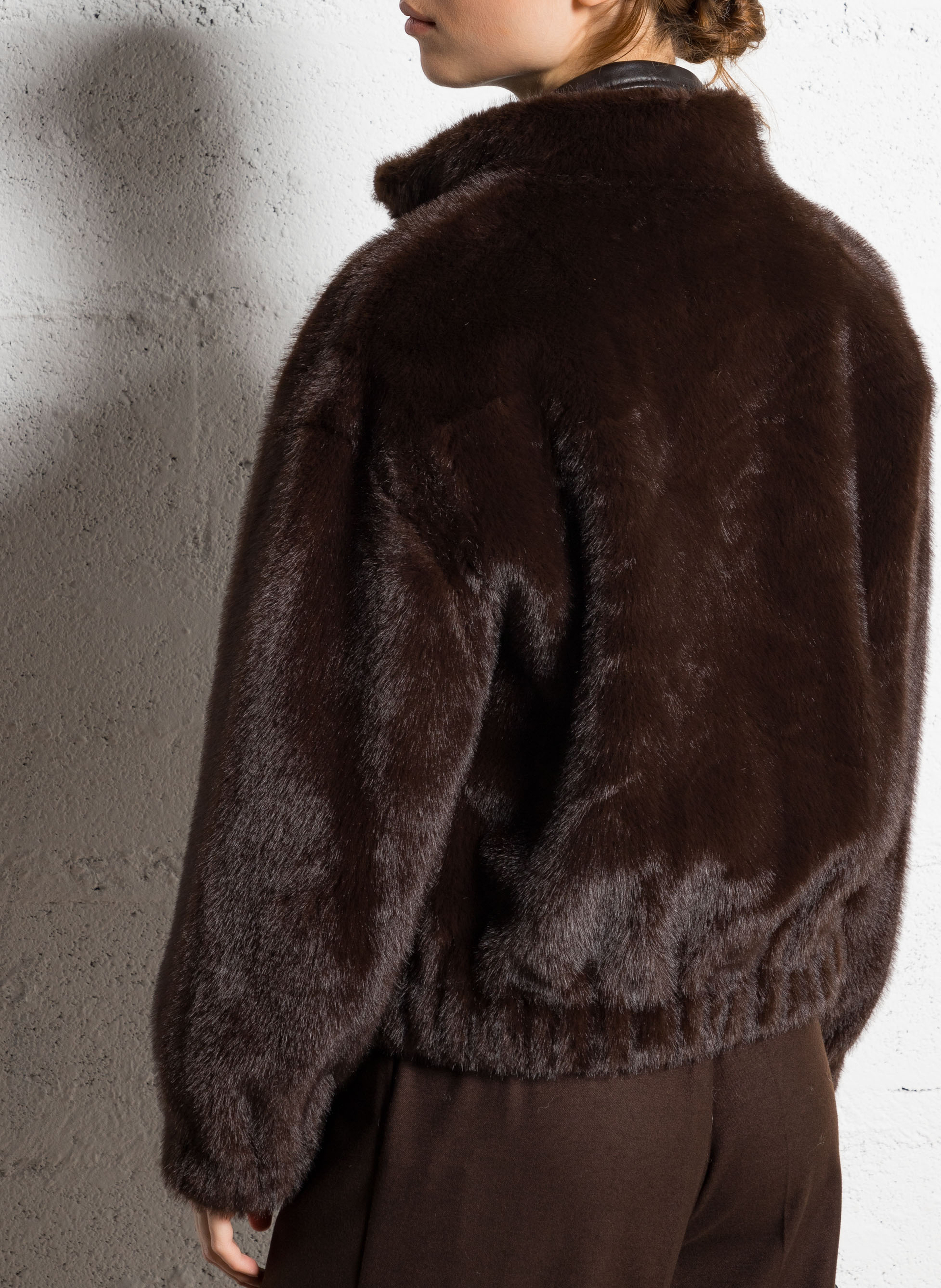 Veste ample col montant en fourrure synthétique BA&SH Marron