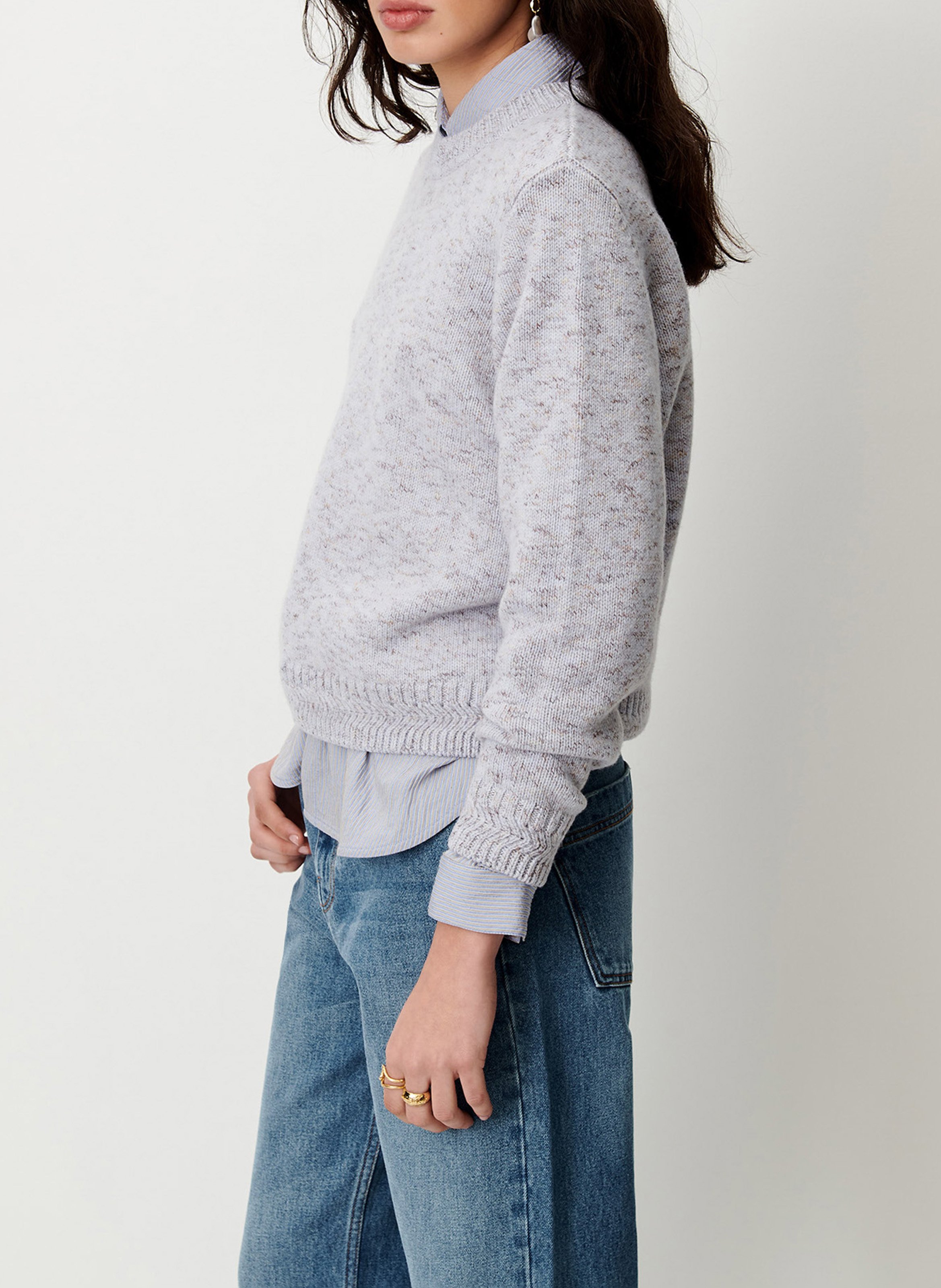 Straight-cut round-neck merino wool sweater SESSUN Blue