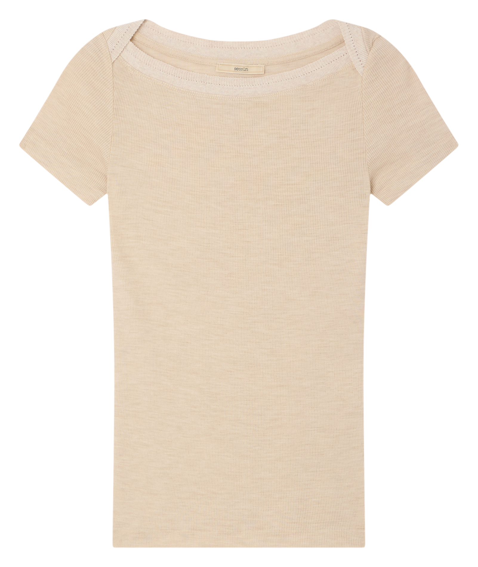 Round-neck straight knit top SESSUN Beige