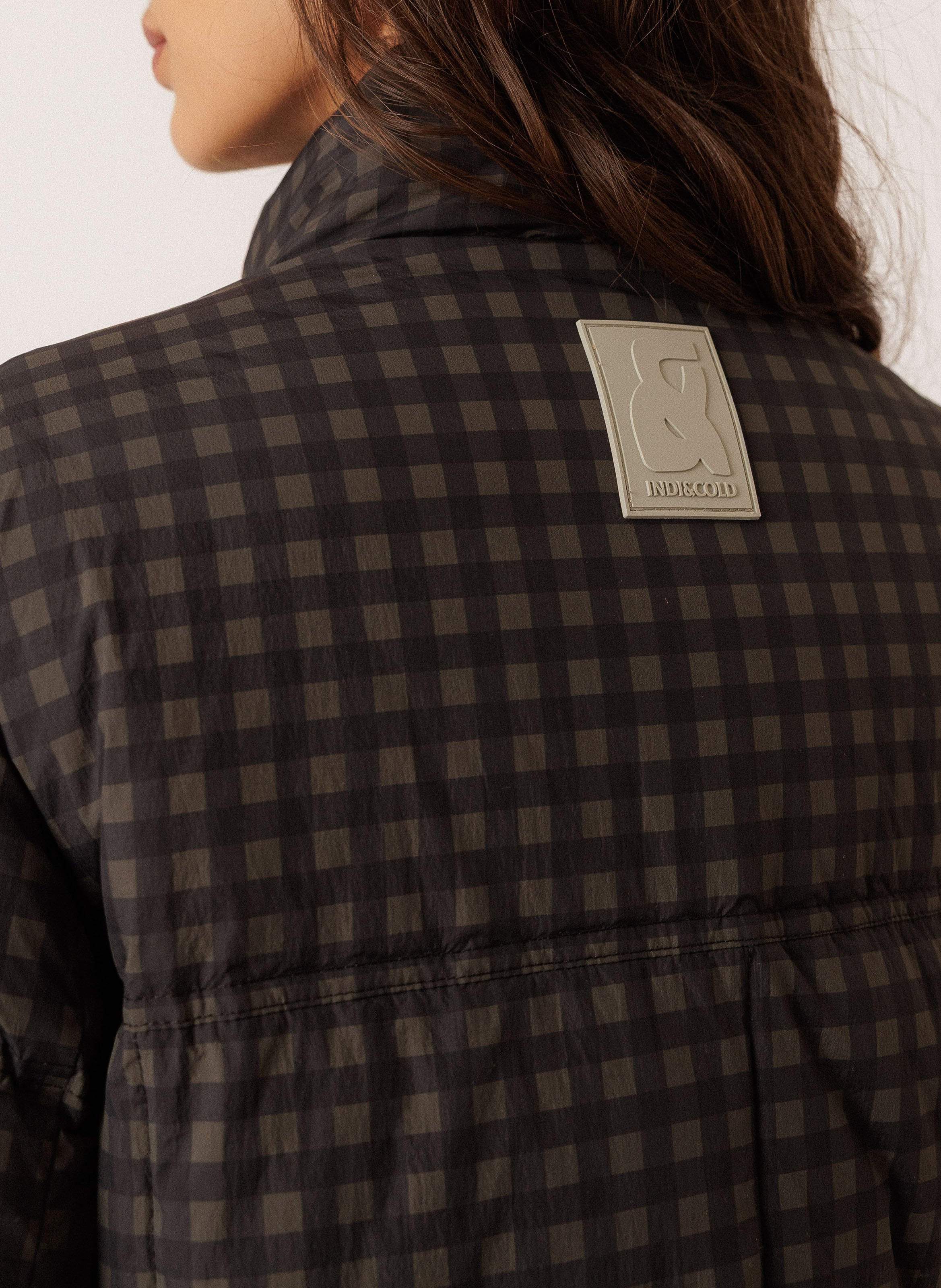 Doudoune oversize à carreaux INDI & COLD Vert