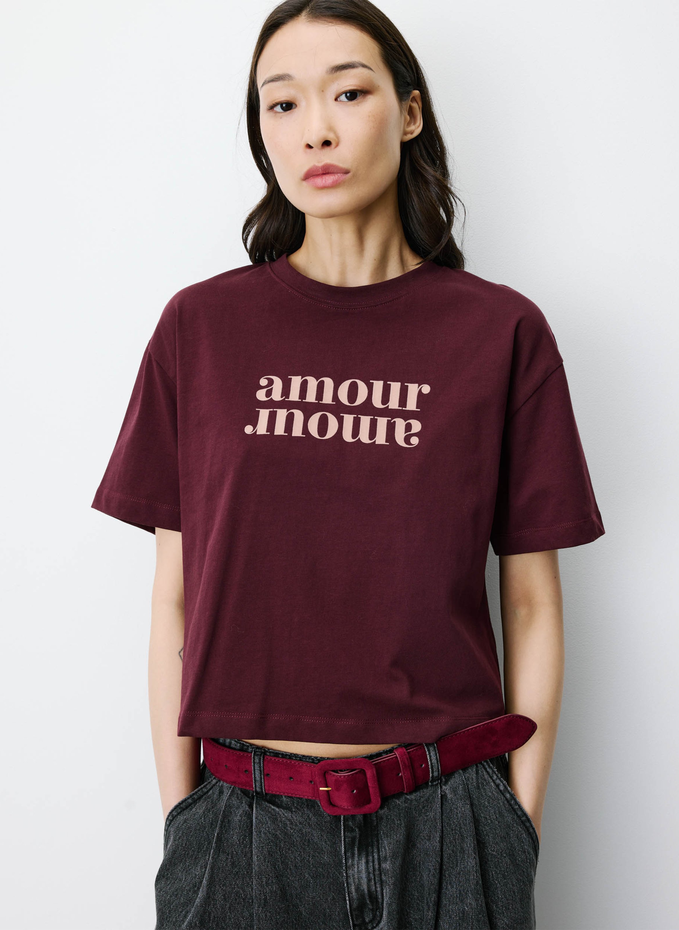 Tee-shirt droit col rond en coton GRACE ET MILA