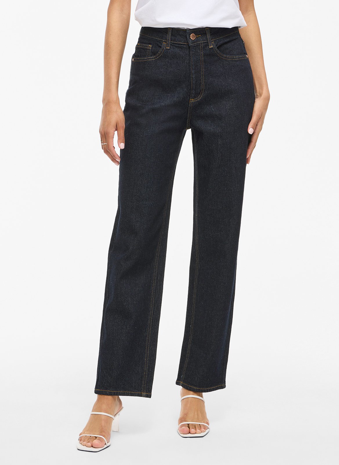 Cotton-blend straight-leg jeans VILA Blue