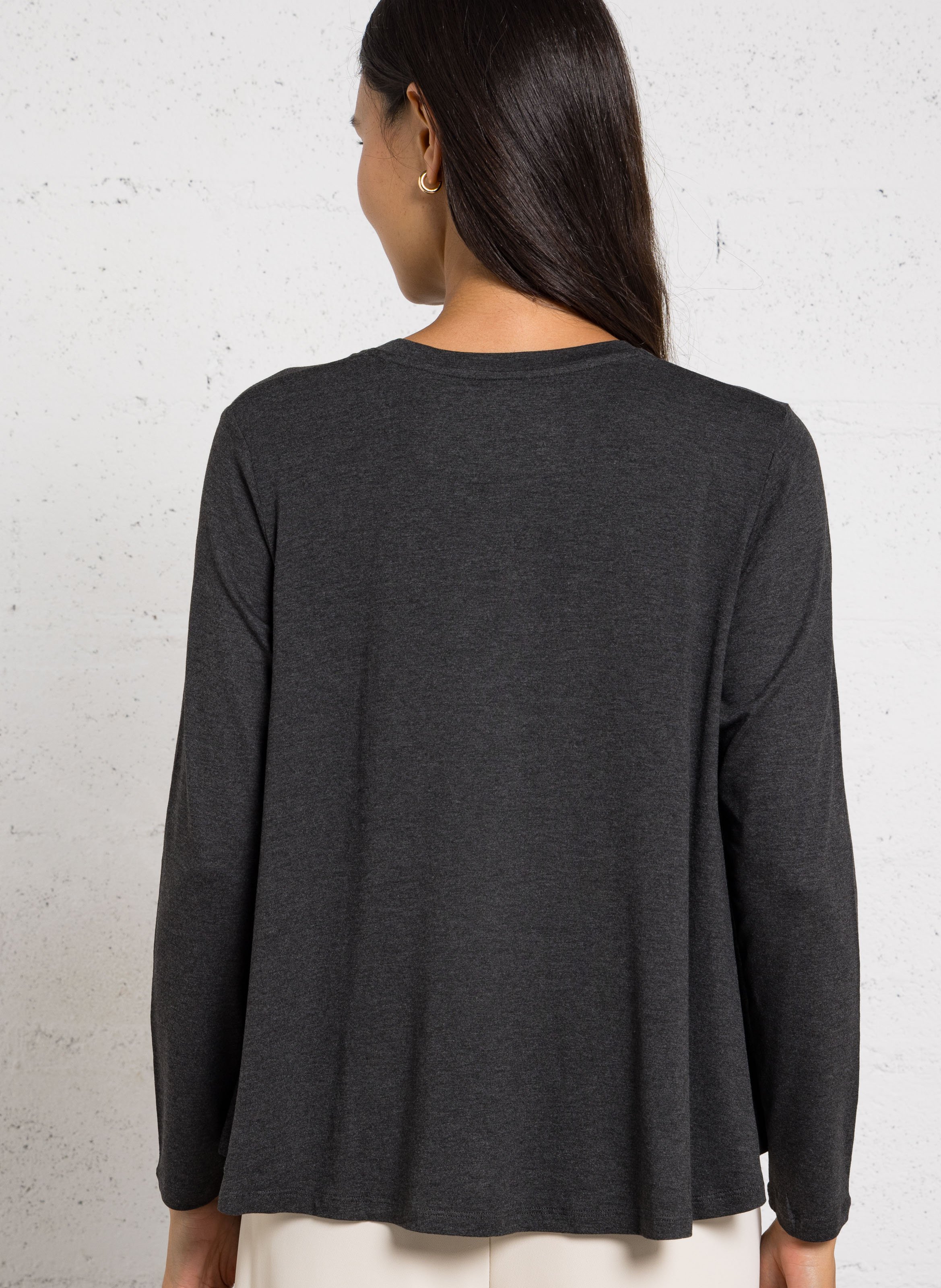 Ruimvallend T-shirt met ronde hals MAJESTIC FILATURES Grijs