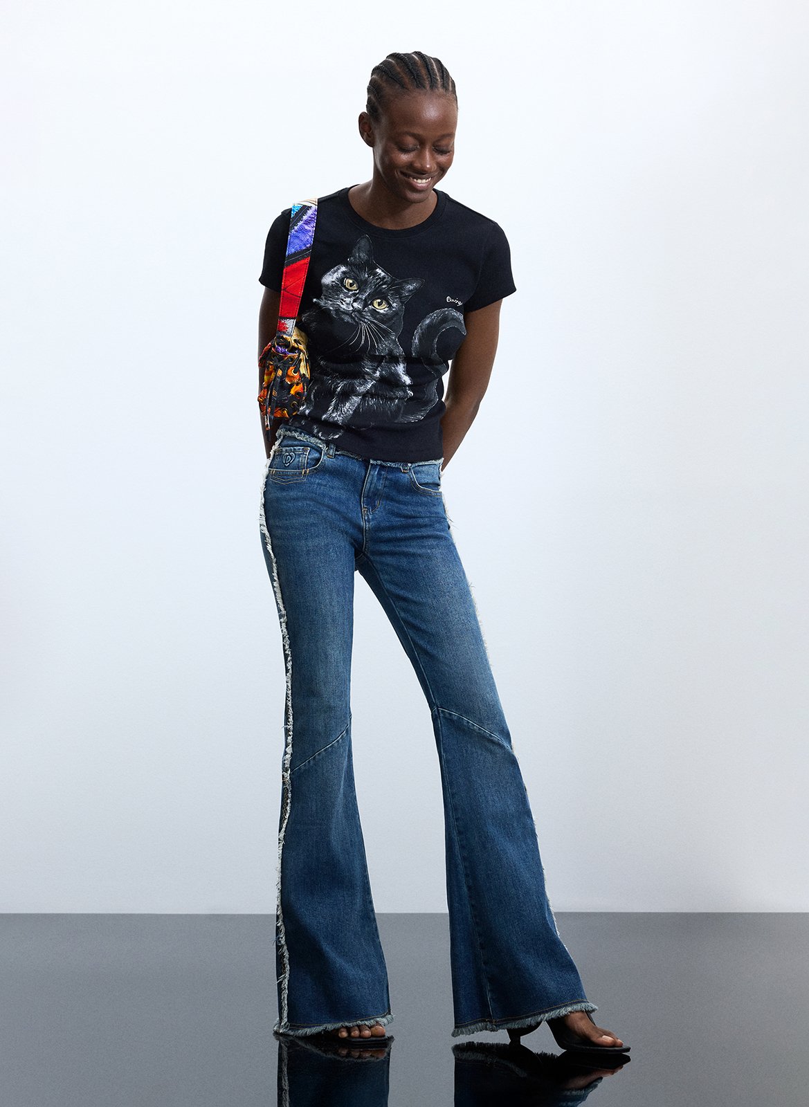 Tee-shirt col rond imprimé DESIGUAL Noir
