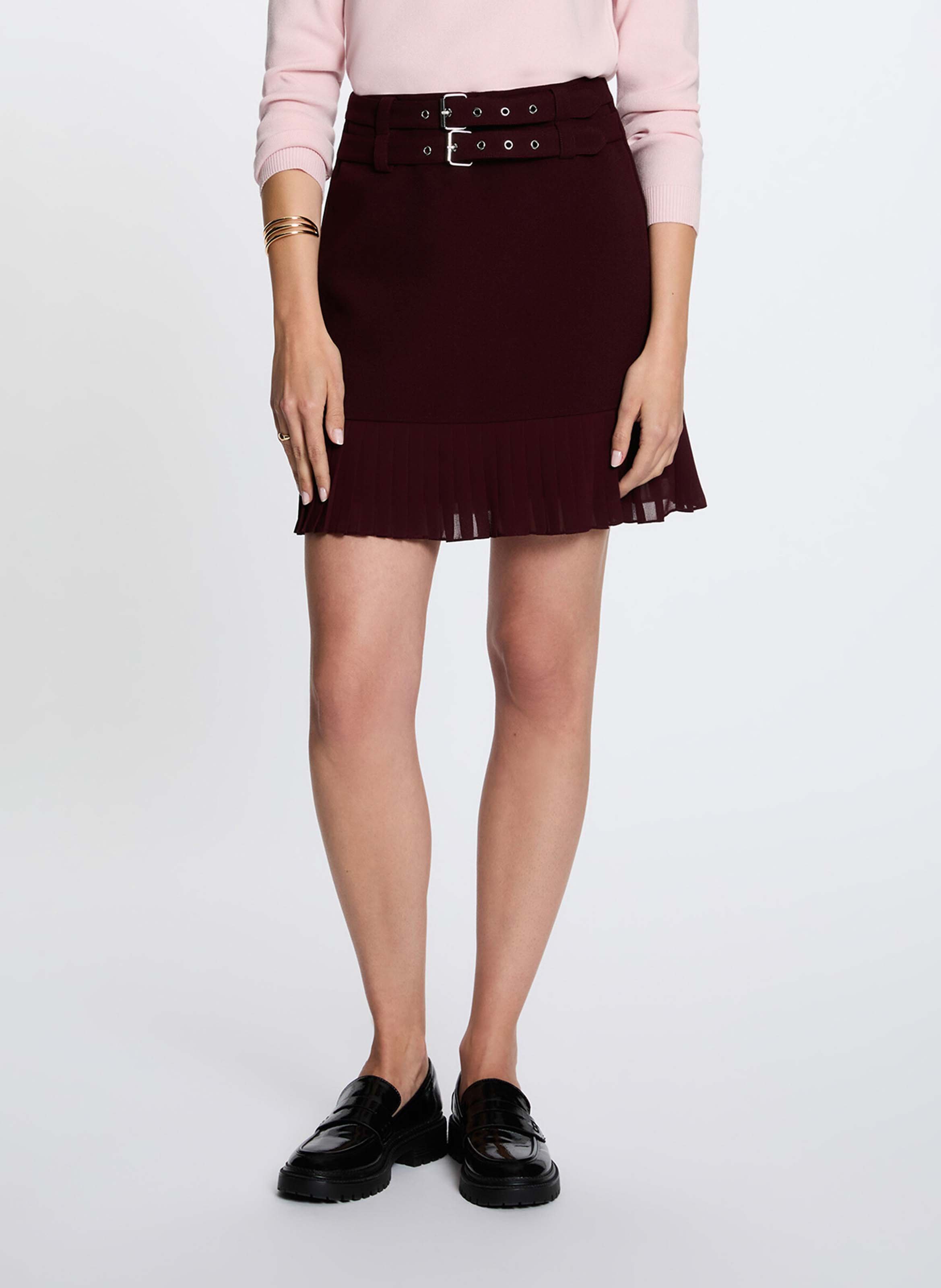 Short pleated skirt in recycled blended polyester MORGAN
