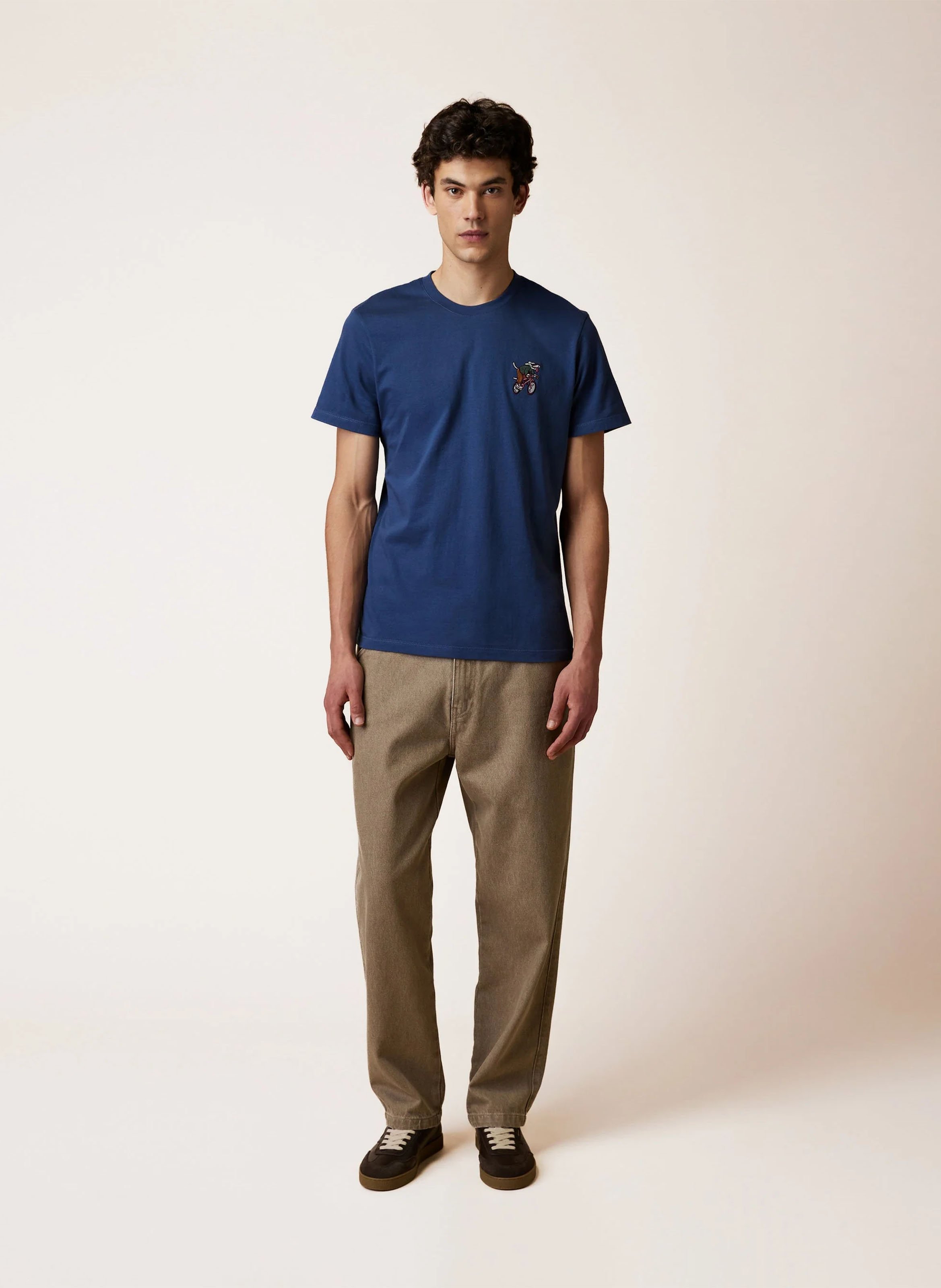 Gerader Baumwoll-T-Shirt mit Logo FAGUO Blau