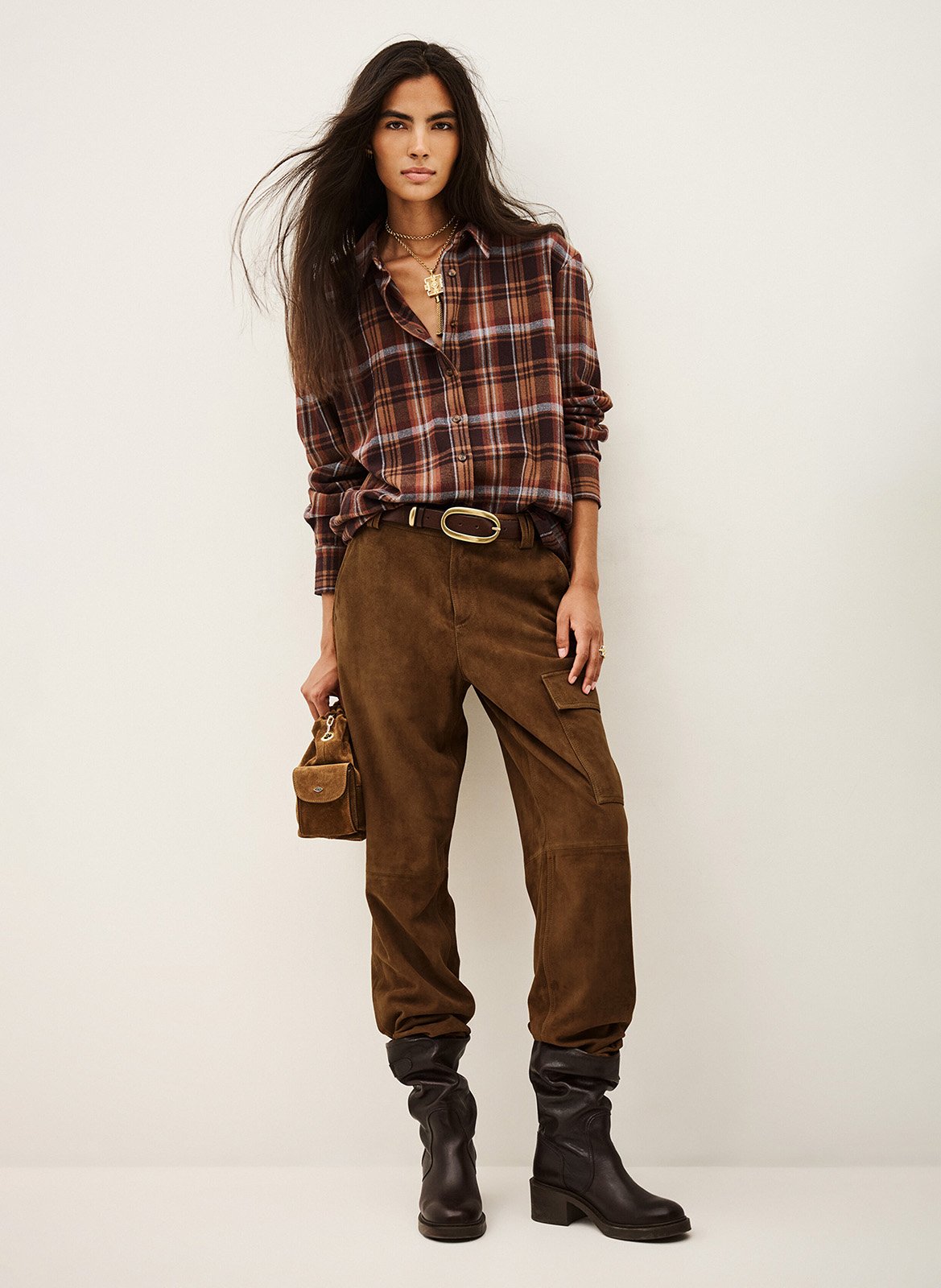 Slimfit-Wildlederhose BA&SH Braun