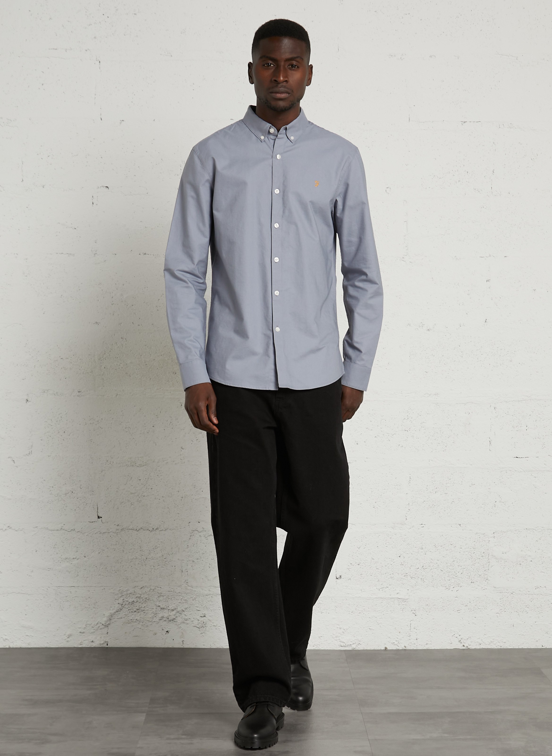Chemise slim-fit en coton biologique FARAH Bleu