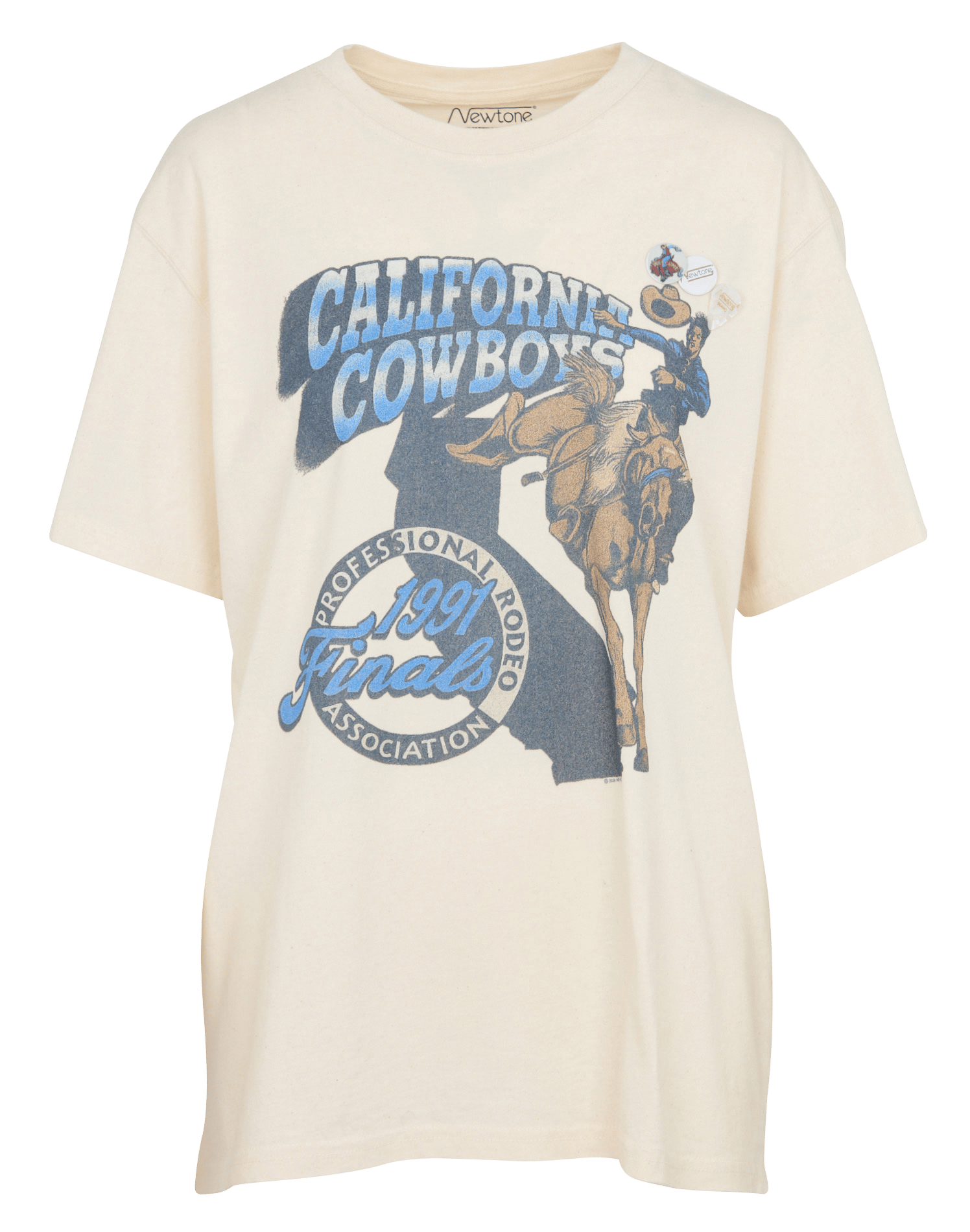 Gerader bedruckter Baumwoll-T-Shirt. NEWTONE Beige