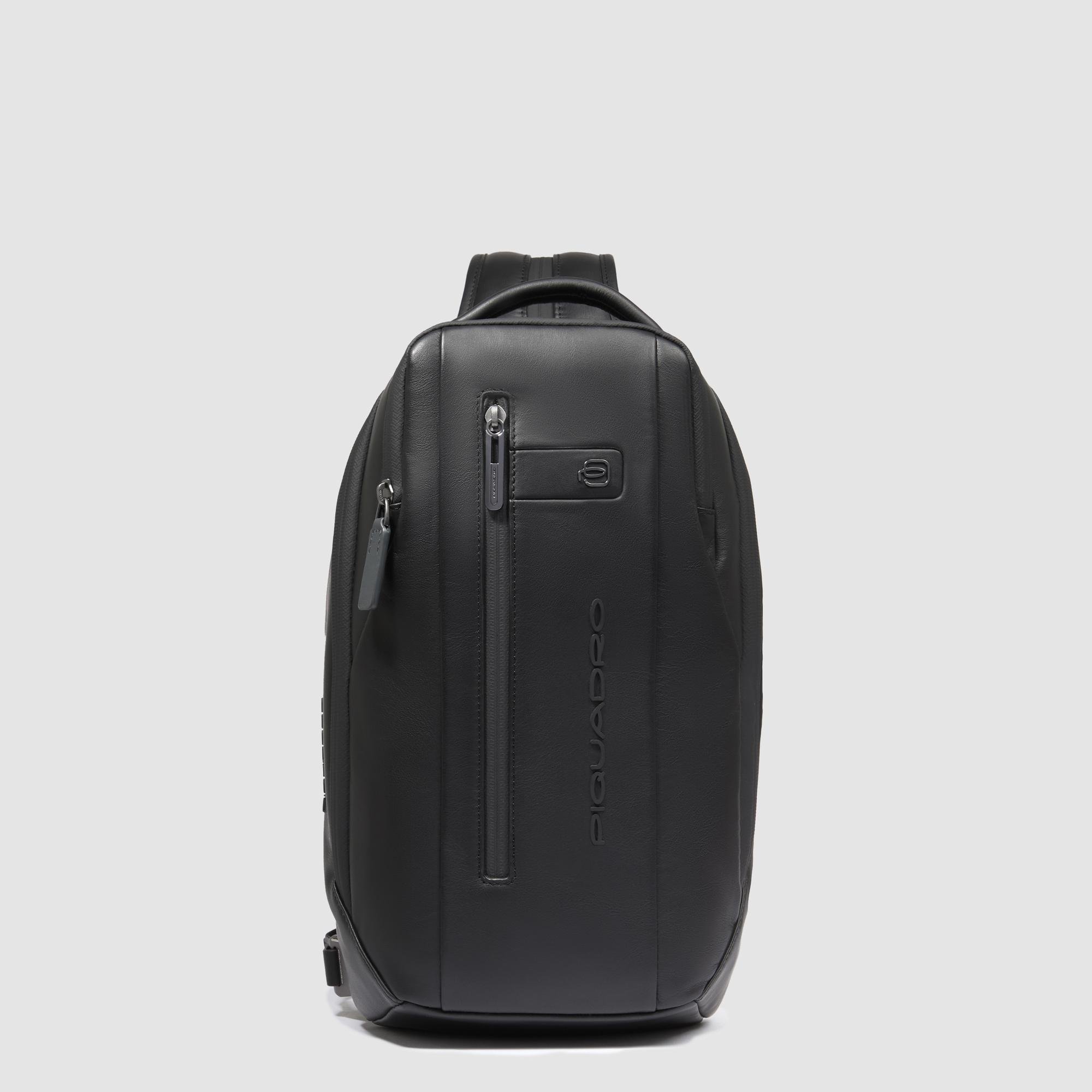 Chest bag for iPad® with RFID protection and AirPods® pocket, adaptable to backpack PIQUADRO Black