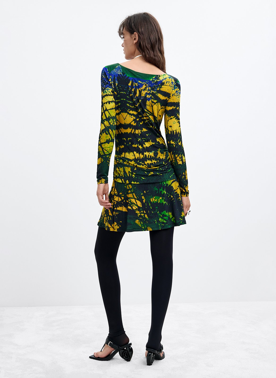 Korte tricotjurk met print DESIGUAL Groen