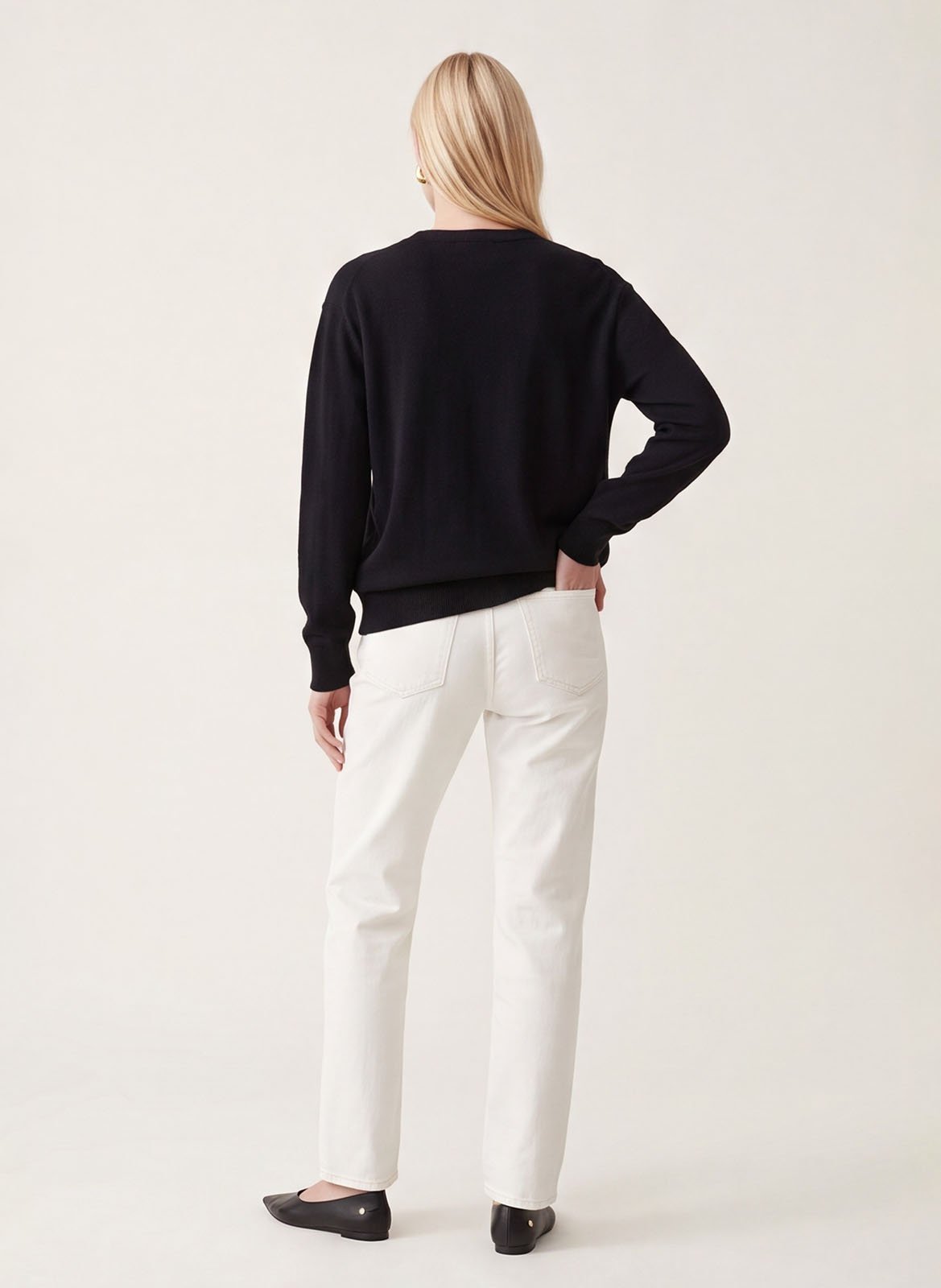 Rechte broek met V-hals in effen kleur KOOKAI Zwart