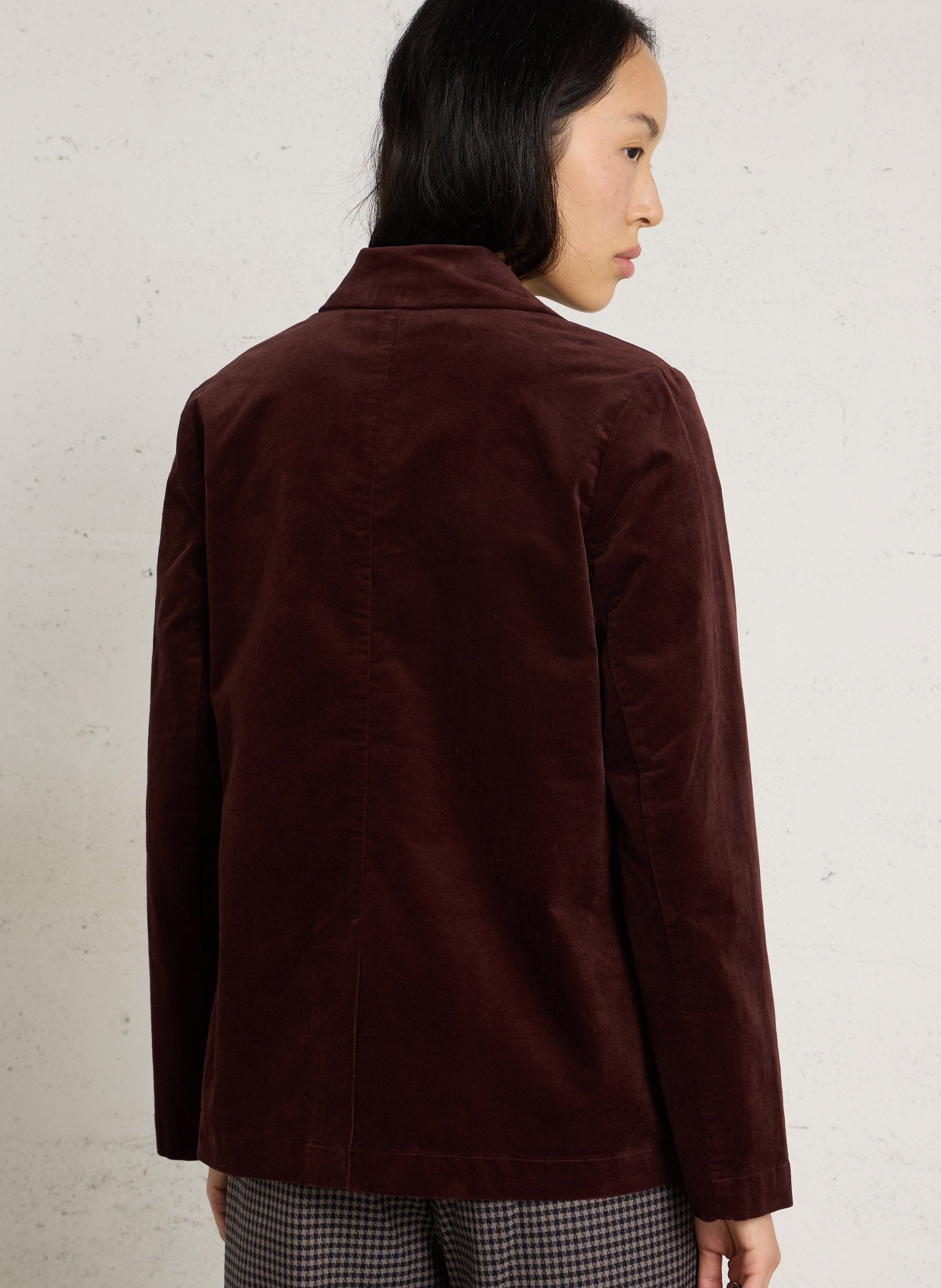 Slim velvet blazer in blended cotton NICE THINGS Plums