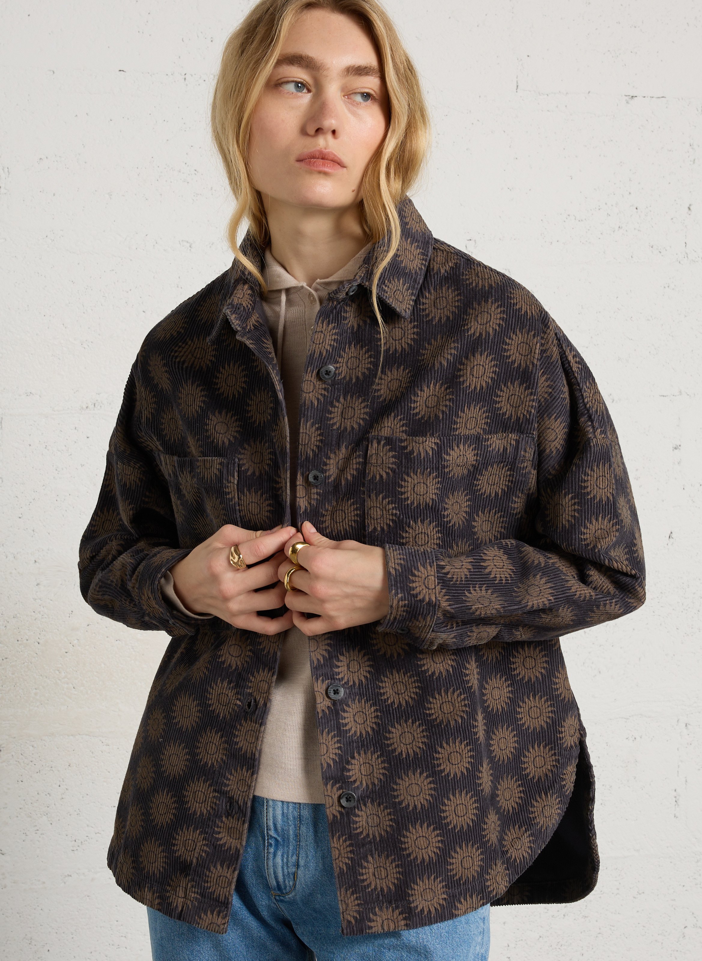 Chemise droite imprimée en velours côtelé BILLABONG Noir