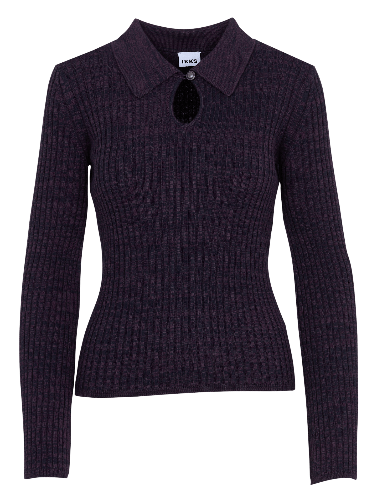 Cotton-blend sweater with polo collar IKKS Purple
