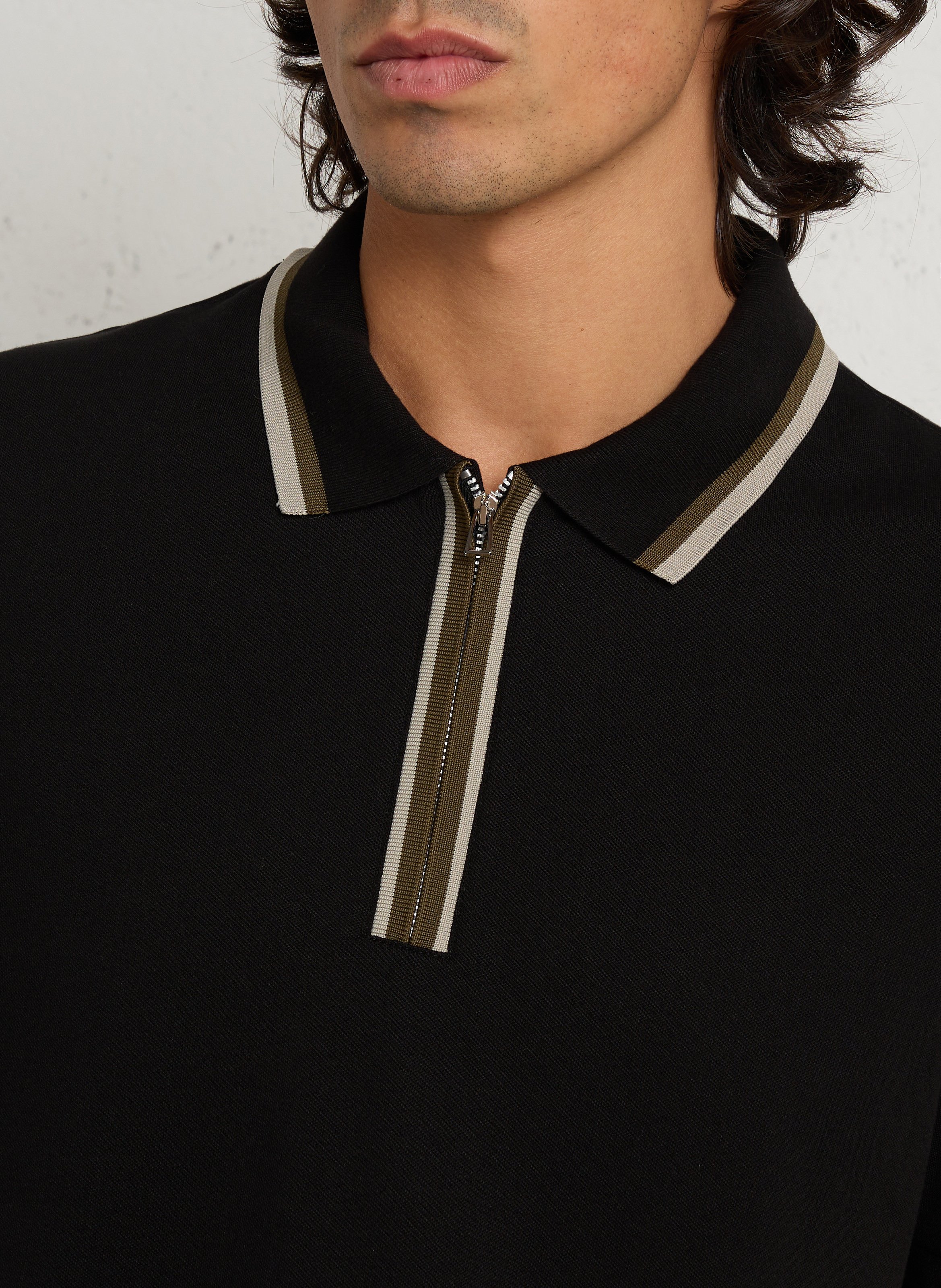 Polo droit manches courtes en coton bio mélangé PAUL SMITH Noir
