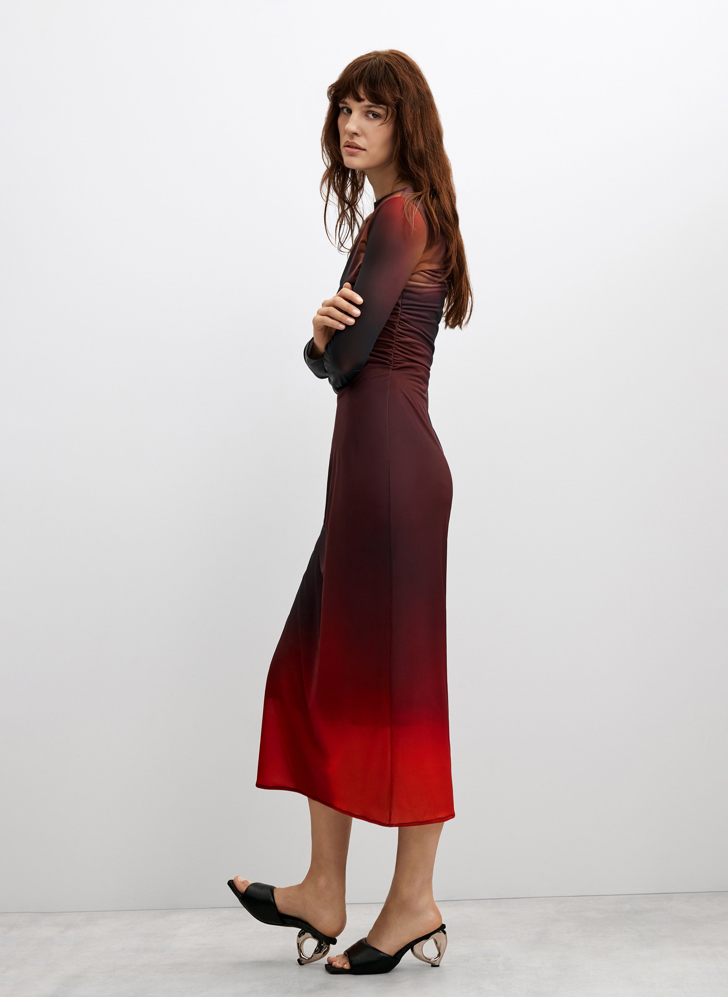 Robe longue manches longues dégradée DESIGUAL Noir