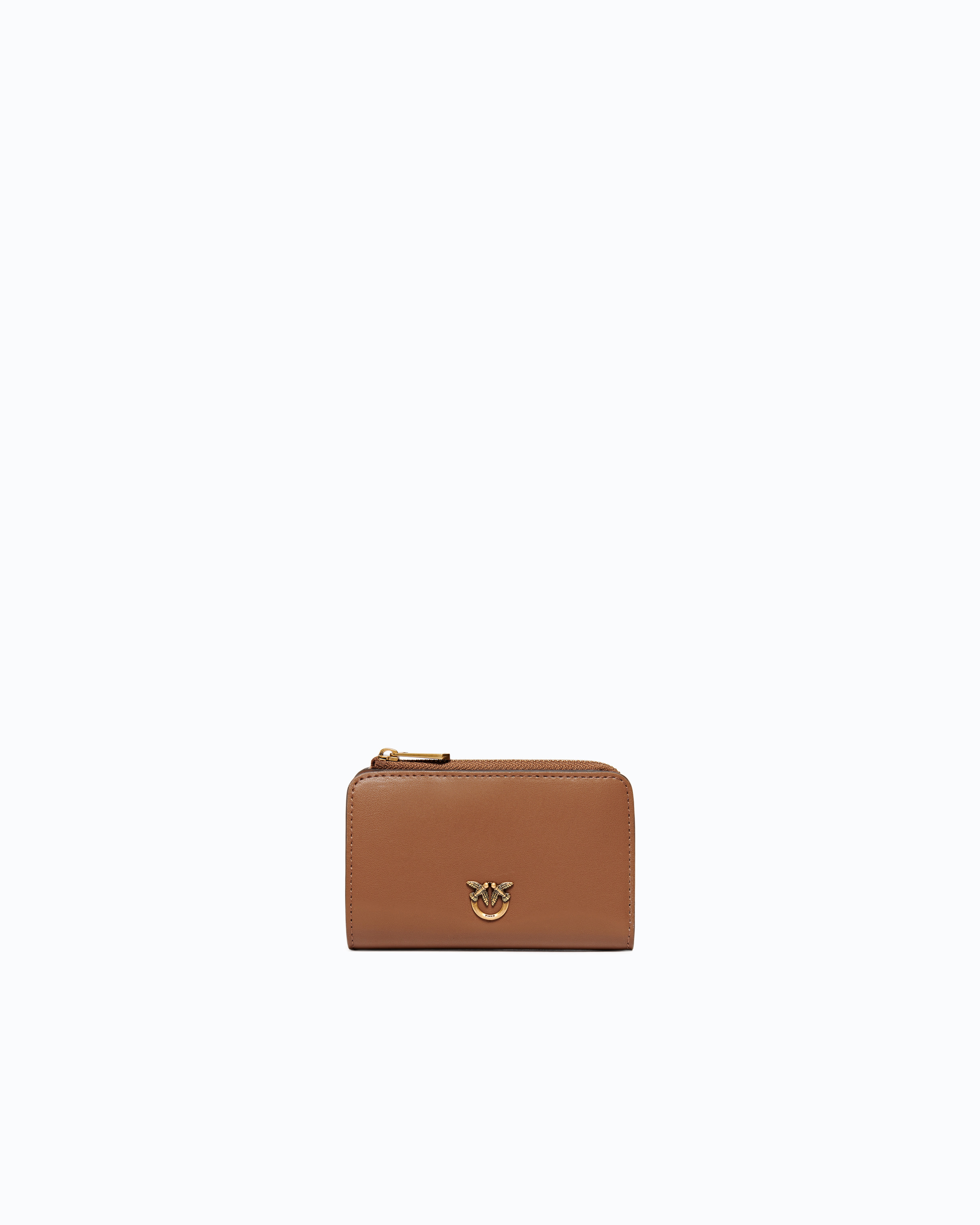 Mini leather wallet with Love Birds PINKO Orange