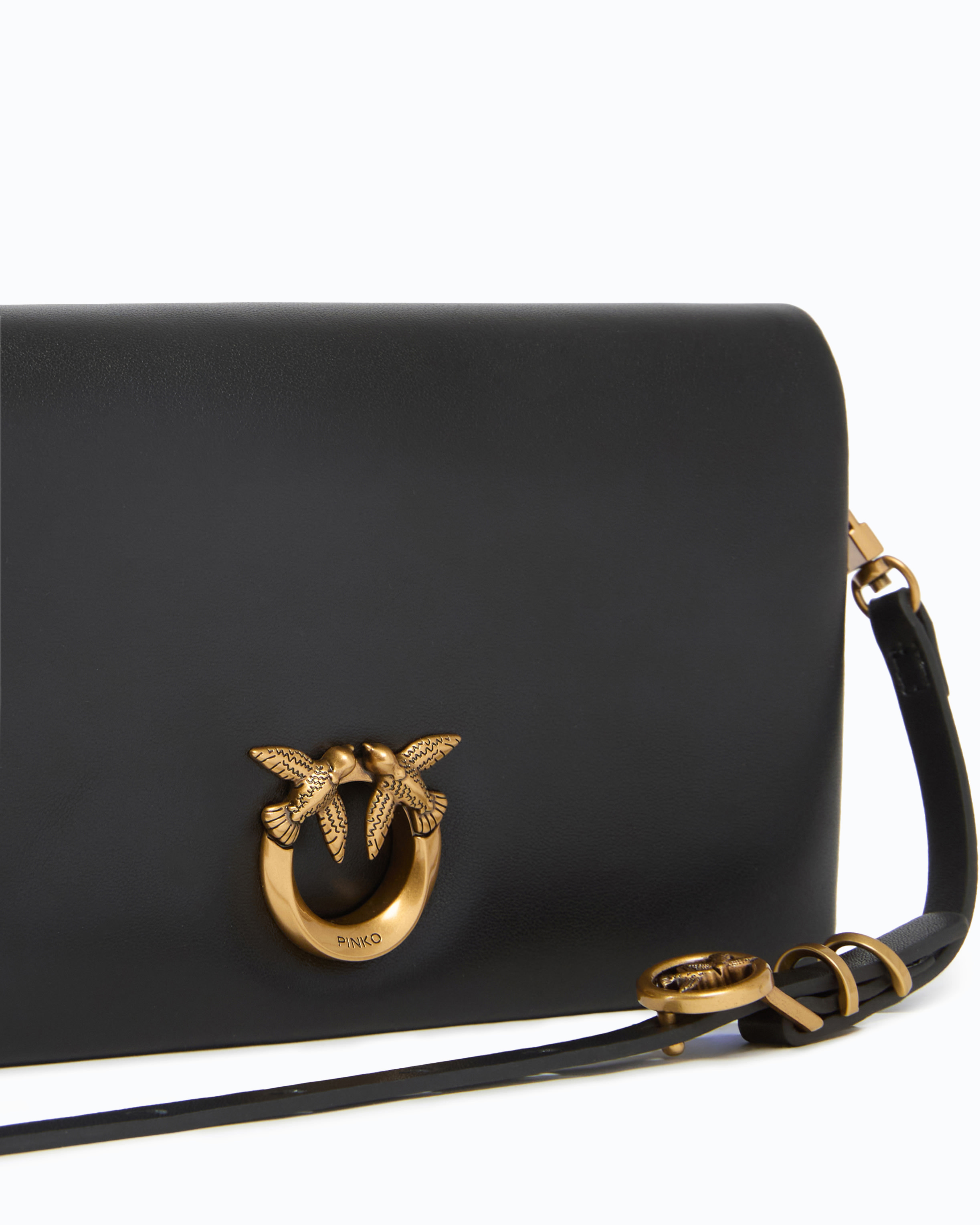 Petite pochette à bandoulière love bag click soft horizontal mini en cuir PINKO Noir