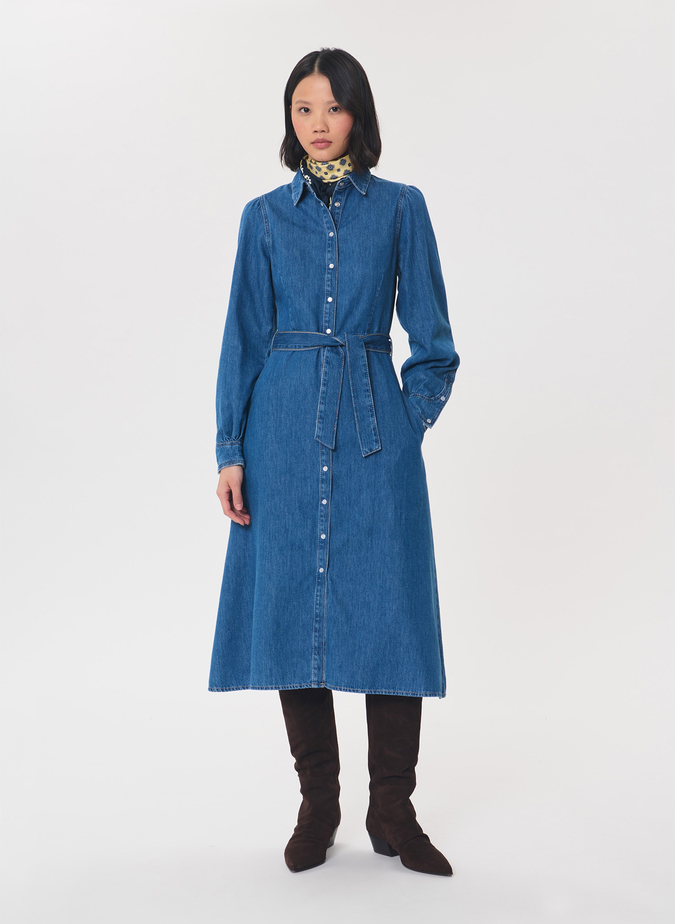 Midi-Jeanskleid mit Gürtel TARA JARMON Blau