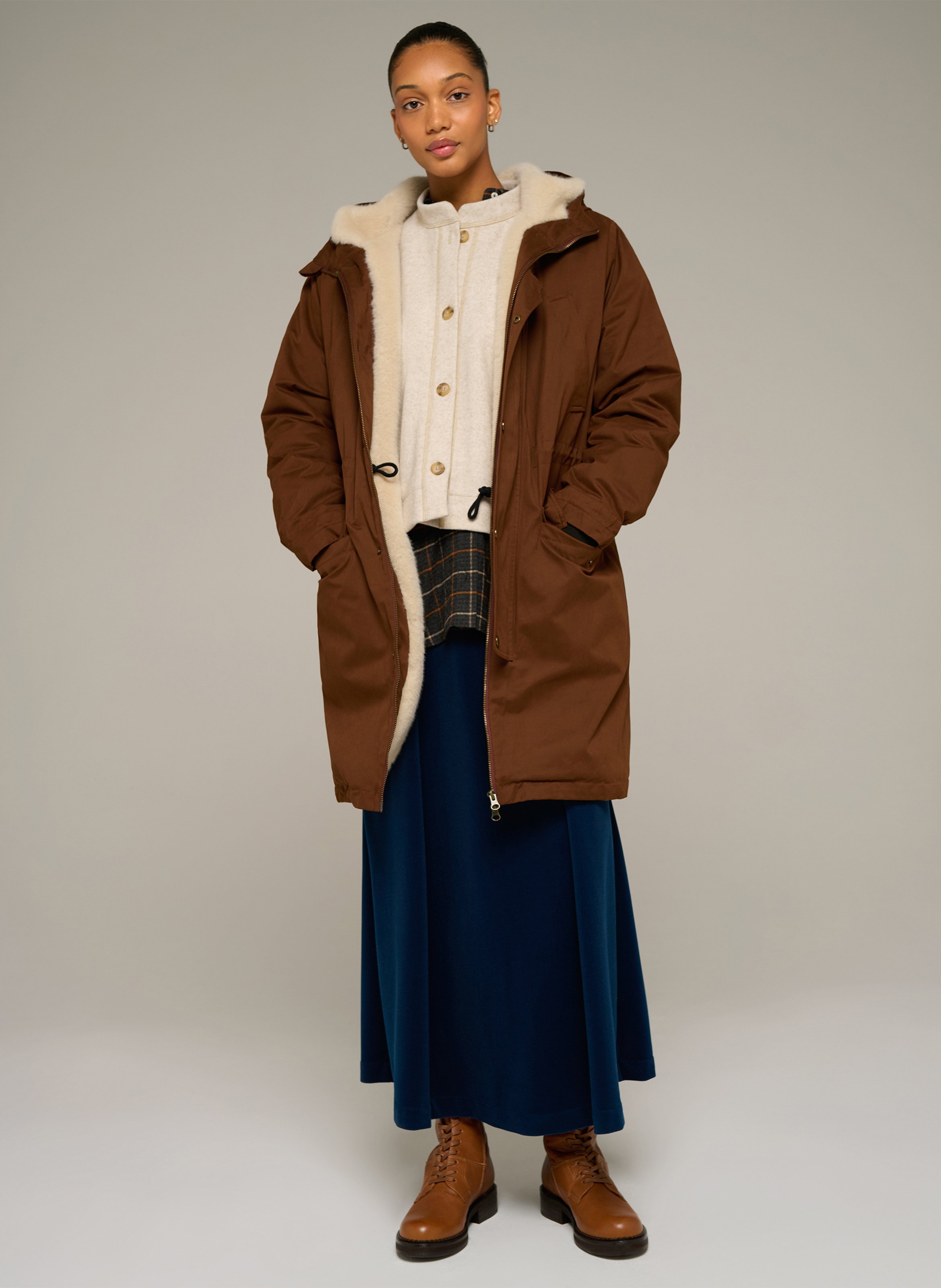 Parka mi-longue à capuche  COTELAC ACOTE Marron