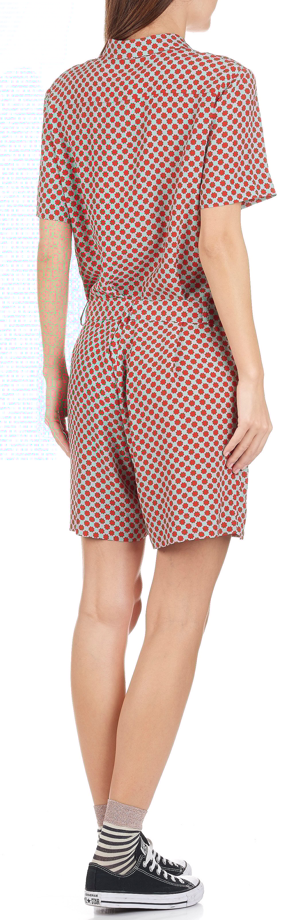 Printed buttoned playsuit ATTIC AND BARN Red