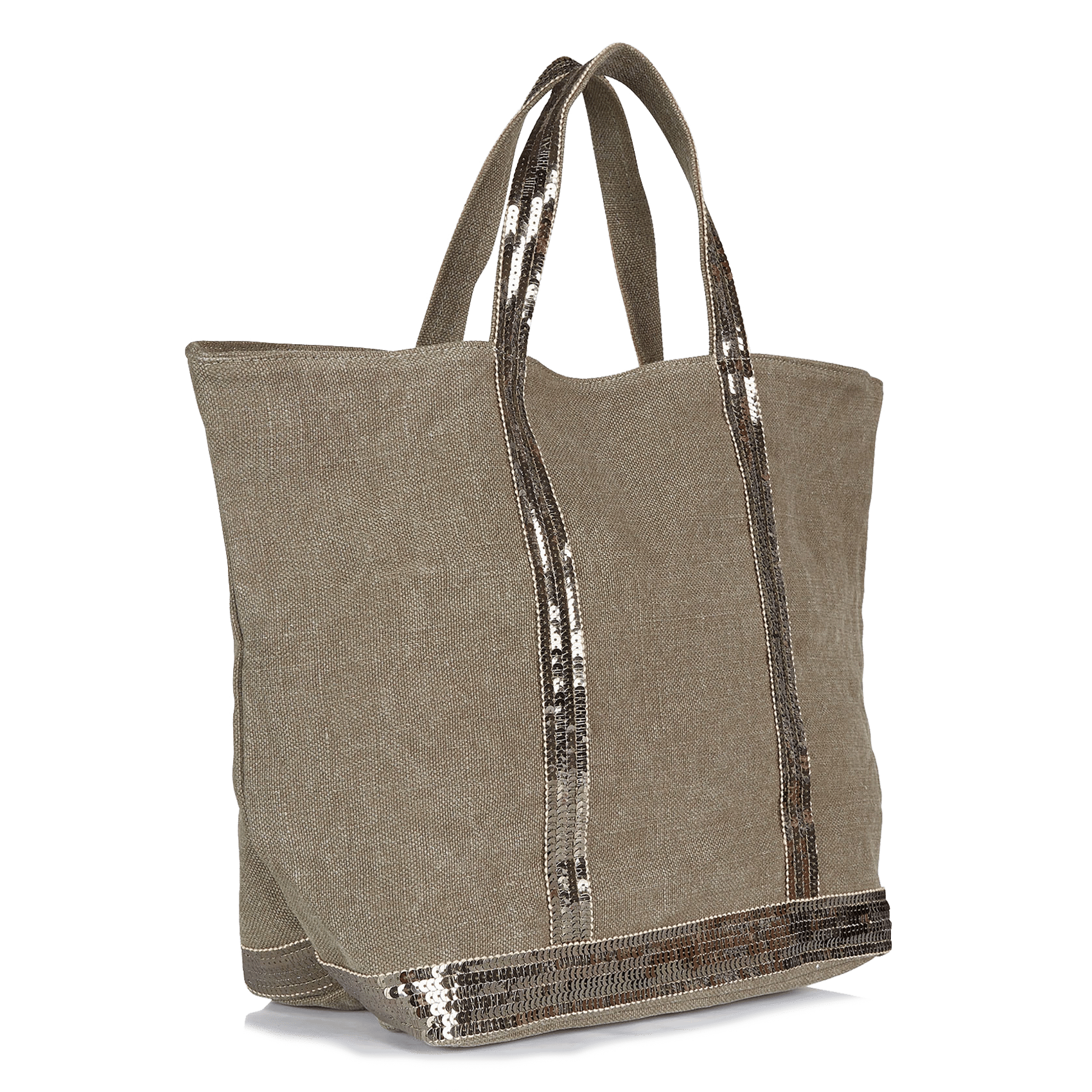Leinen-Shopper mit Paillettenstickerei VANESSA BRUNO Khaki