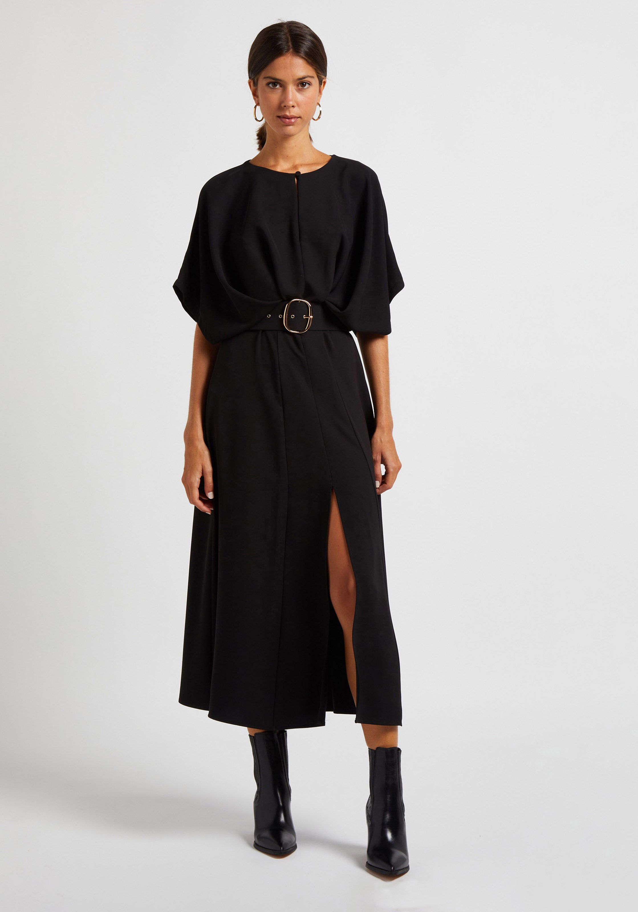 Robe longue col rond Noir