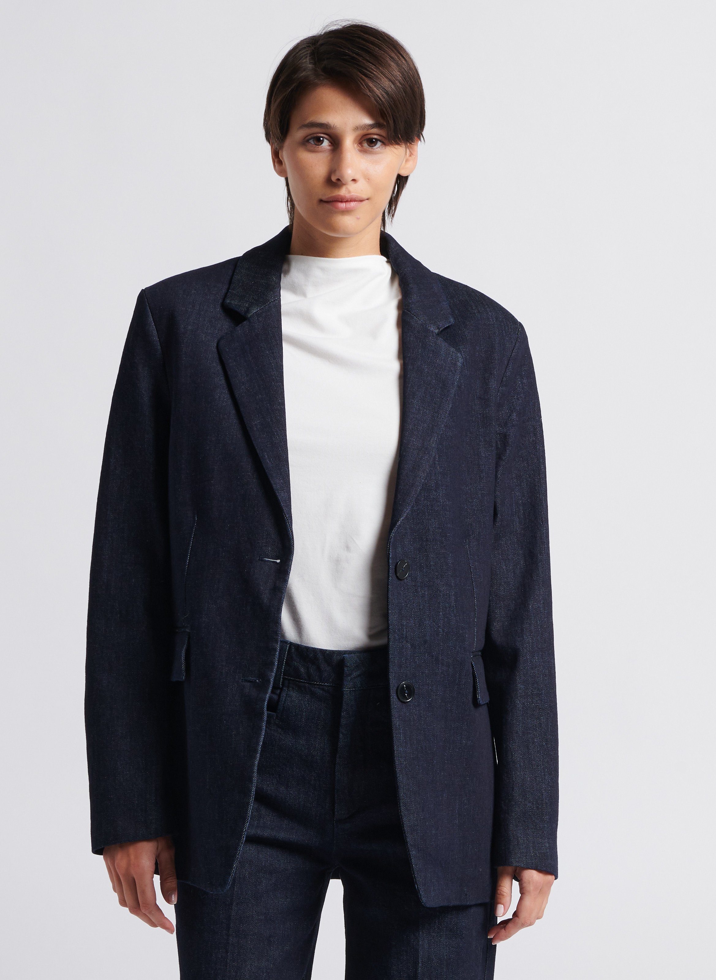 Veste droite col tailleur Jean brut