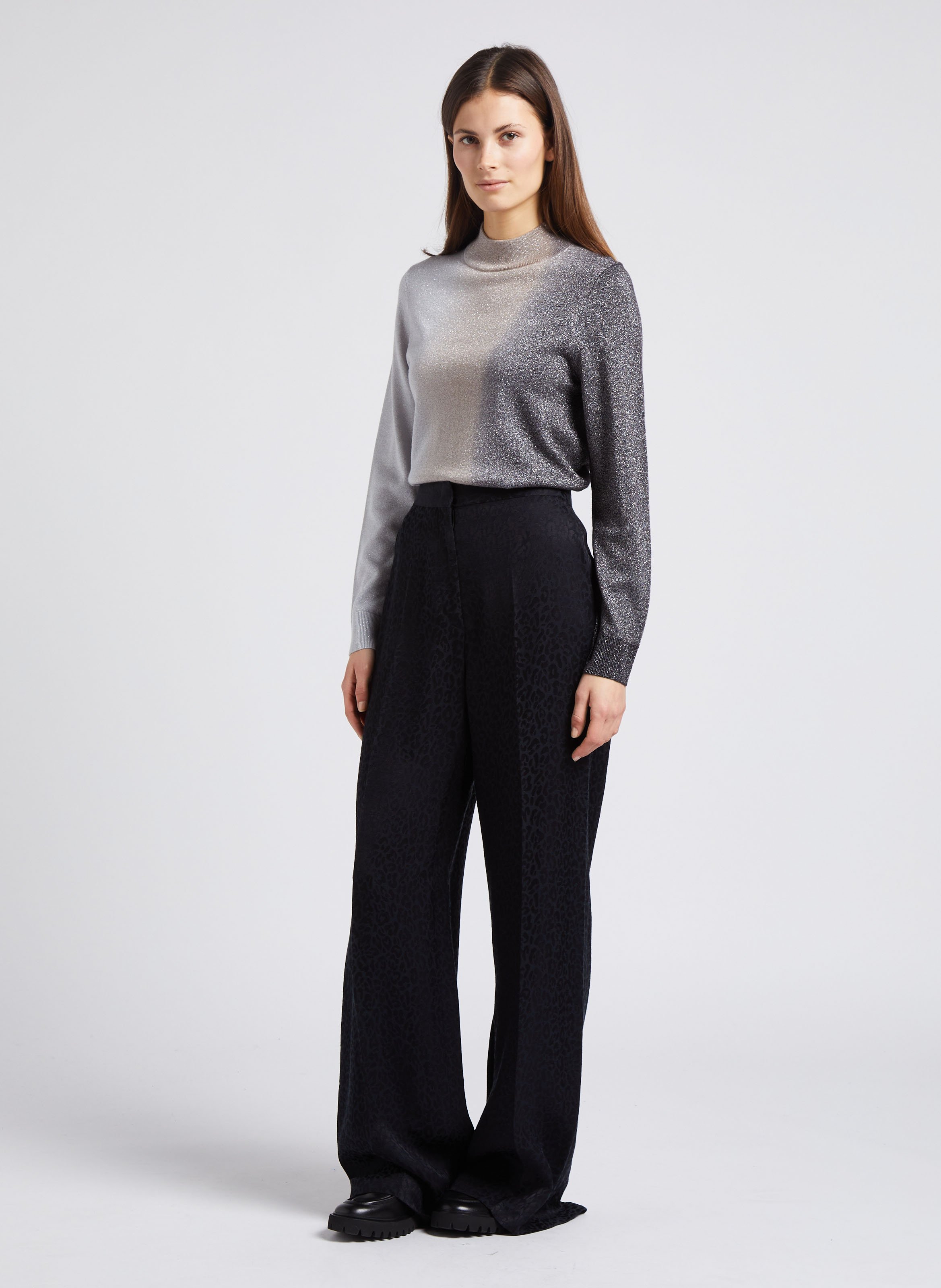 High-neck wool-blend sweater with metallic thread PAUL SMITH Black