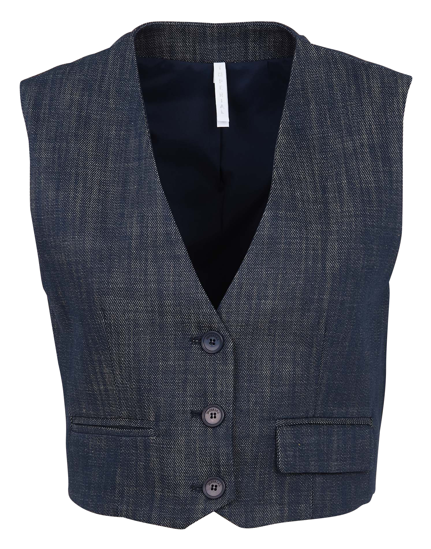 Gilet court en denim col V en coton IMPERIAL Bleu