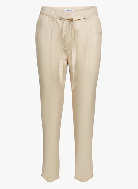 Pantalón chino de mezcla de algodón Cream beige Esprit Mujer