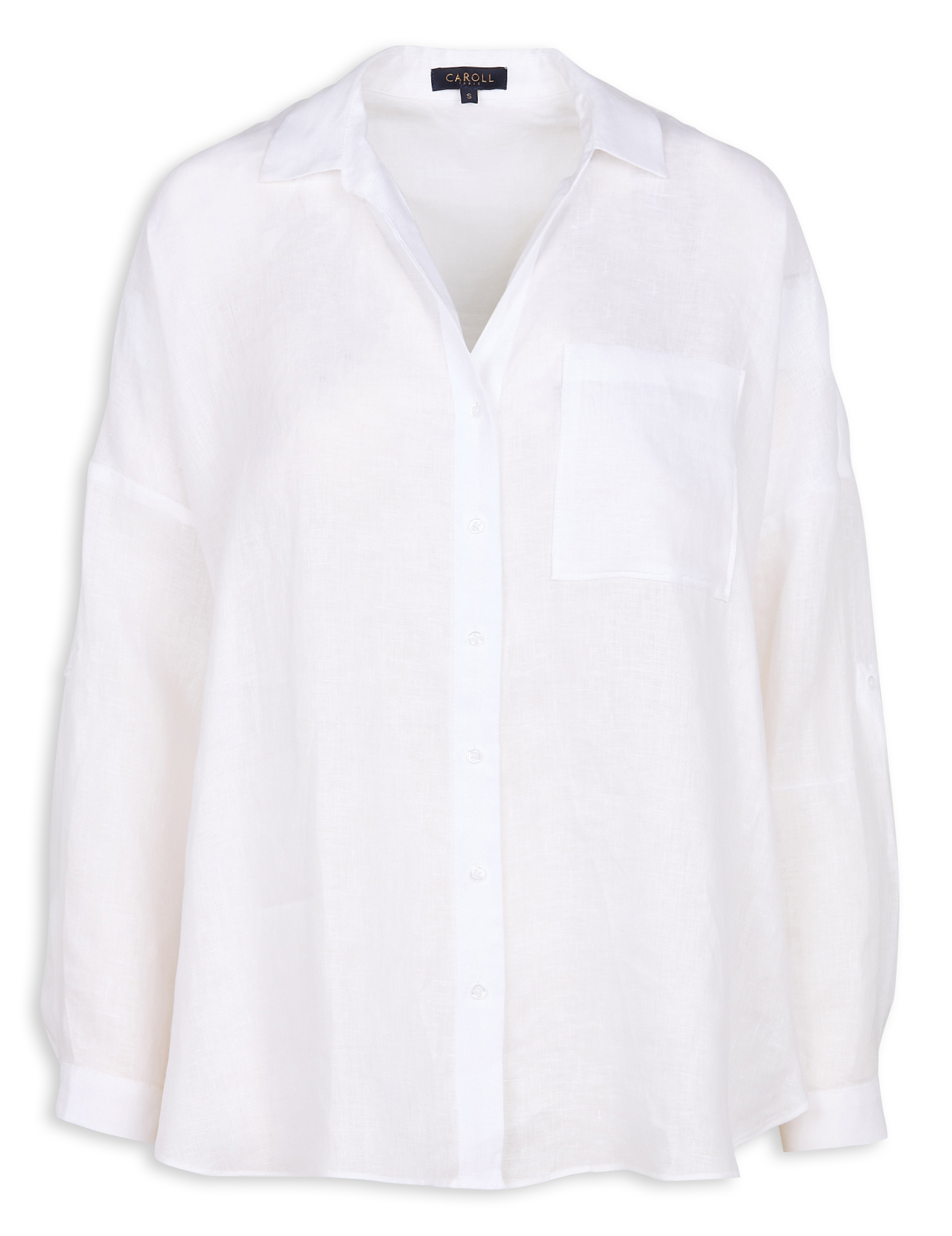Chemise col classique en lin CAROLL Blanc